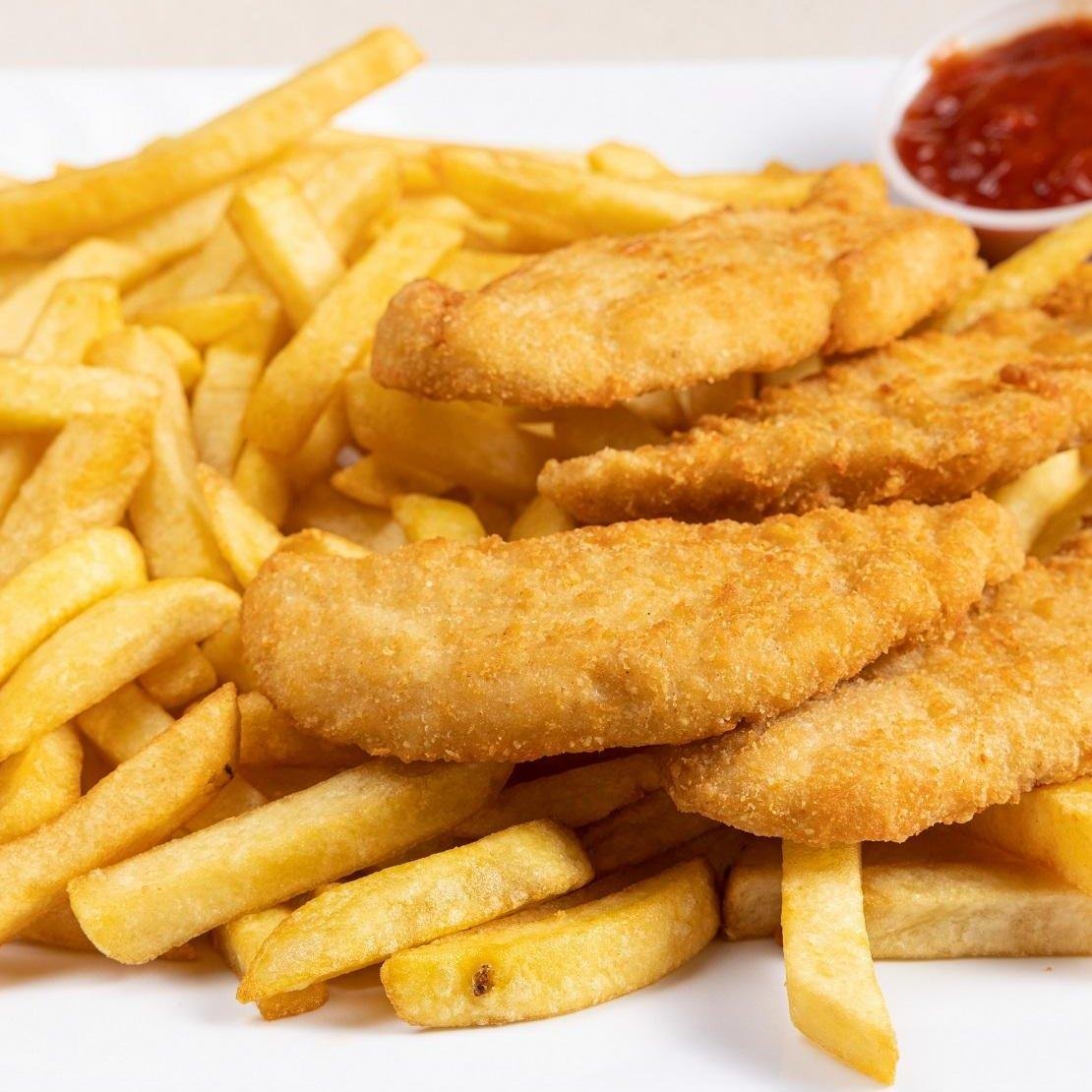 Chicken Fingers with French Fries.