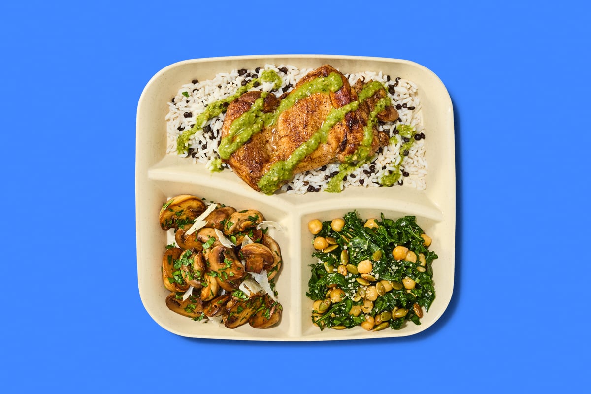 Braised Chicken + Pesto Market Plate