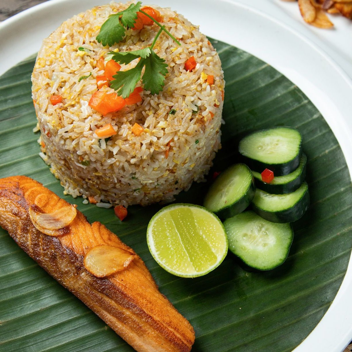 Salmon Garlic Fried Rice.