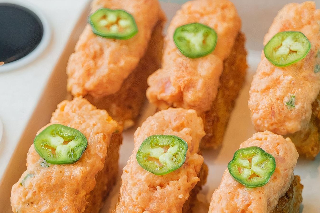 6 Piece Spicy Salmon Crack Rice
