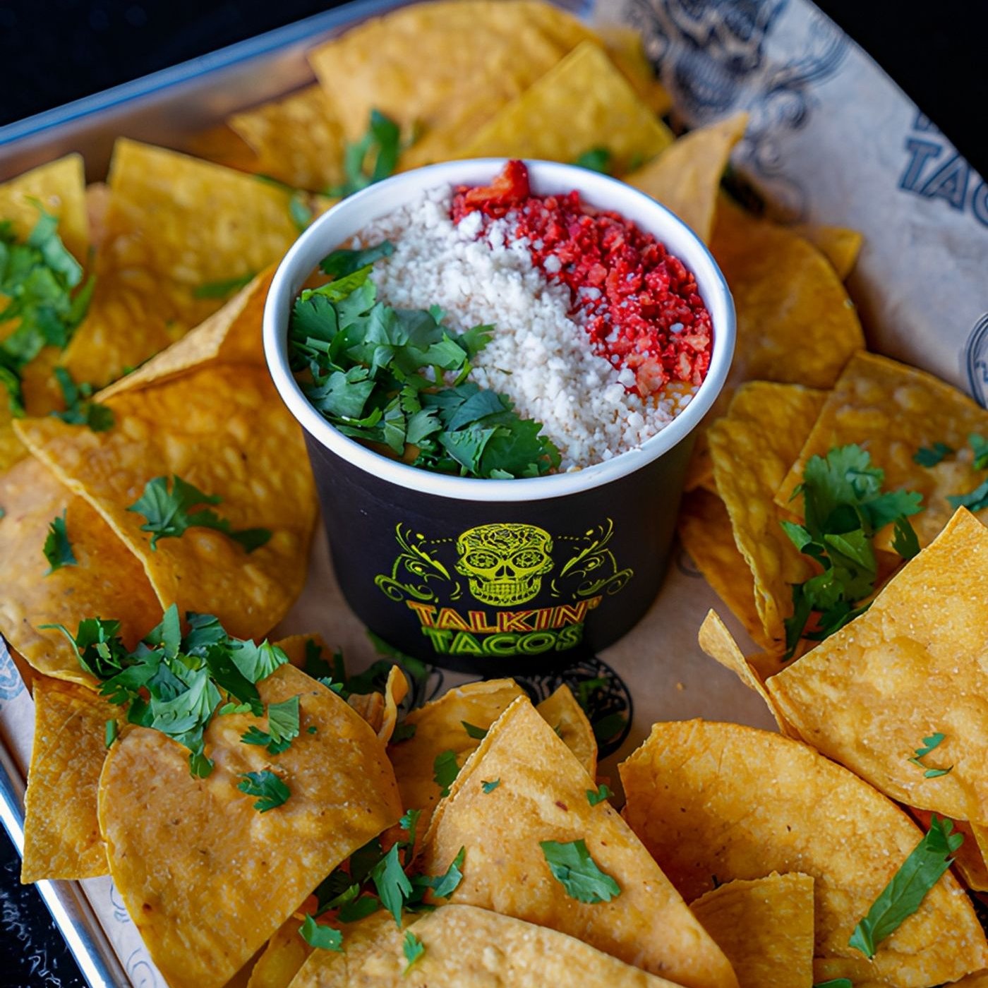 Jalapeño Taki Queso and Chips.