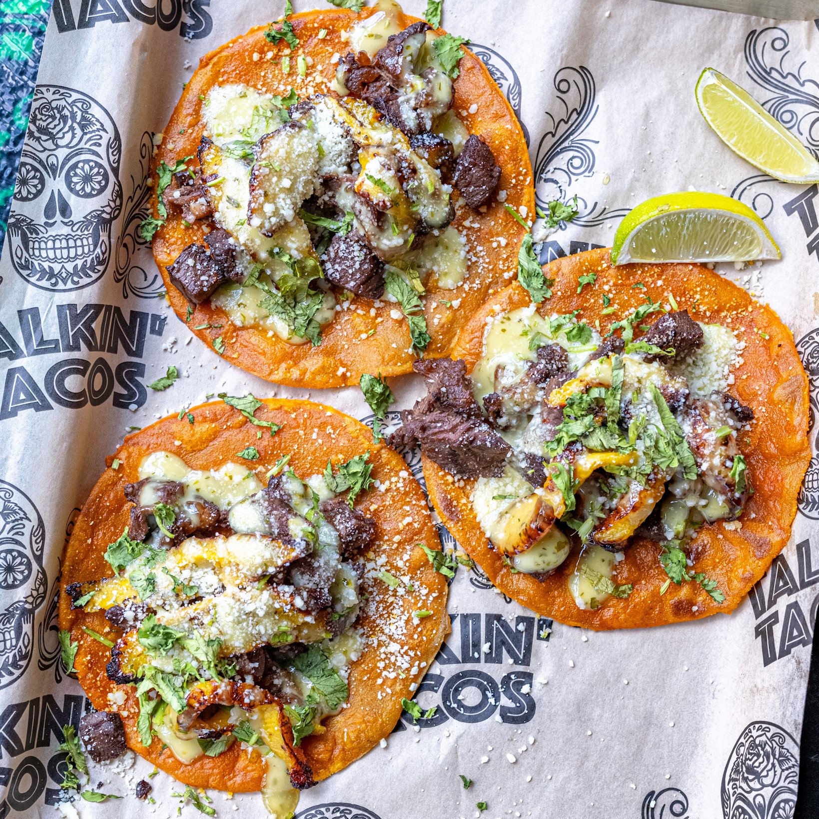 Caribbean Carne Tacos.