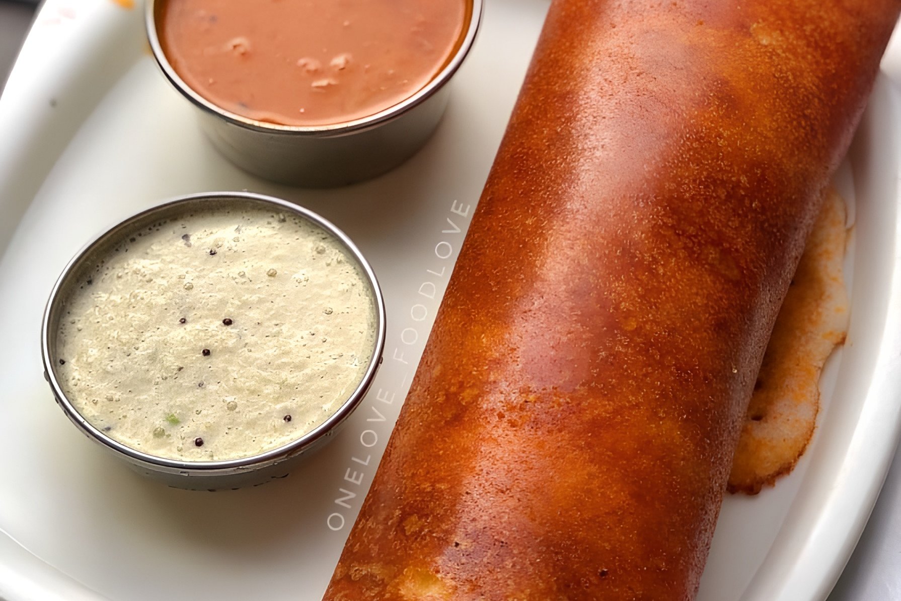 Mysore Masala Dosa with Sambar & Coconut Chutney