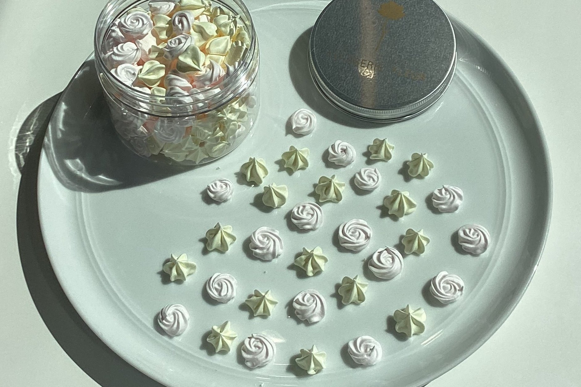 Rosewater and ElderFlower Meringue Cookies