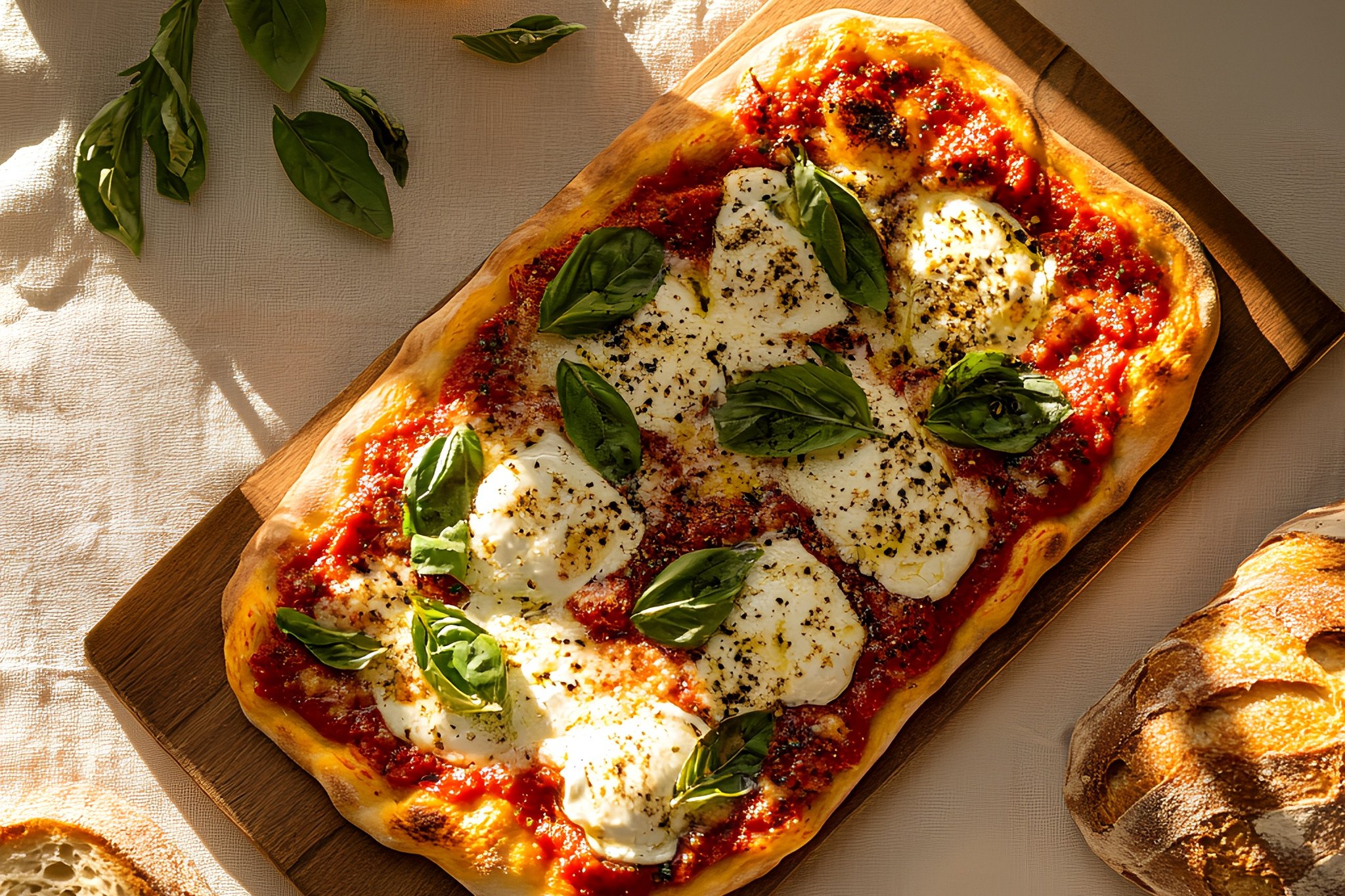 Margharita Flatbread (Tomato Sauce, Mozzarella, Basil, Parmesan)