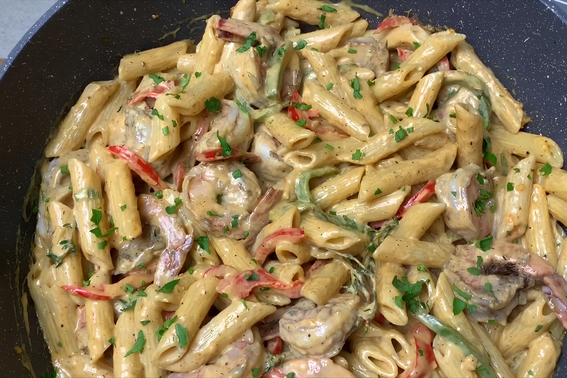 Spicy Chicken and Shrimp Pasta