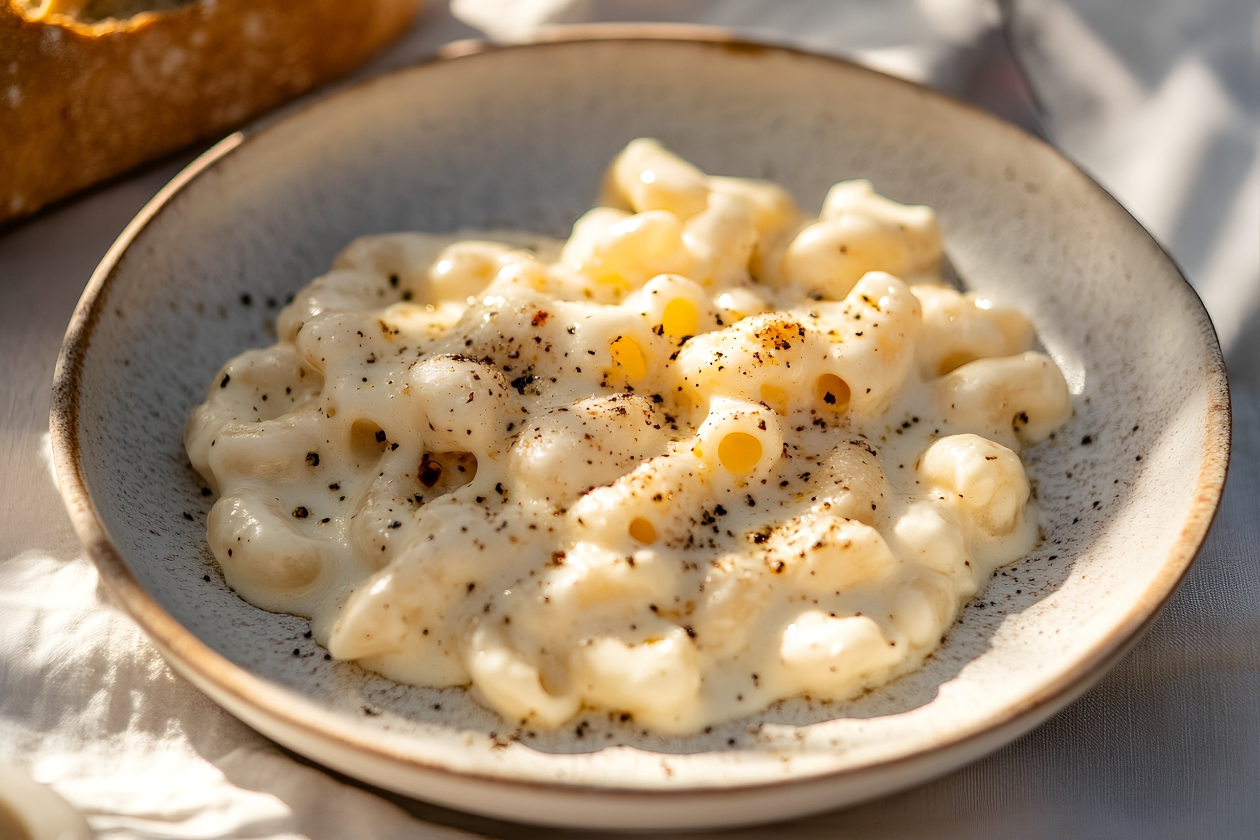 Garlic and Parmesan Mac and Cheese (Elbow macaroni, Cheesy Alfredo sauce, Garlic, and parmesan)