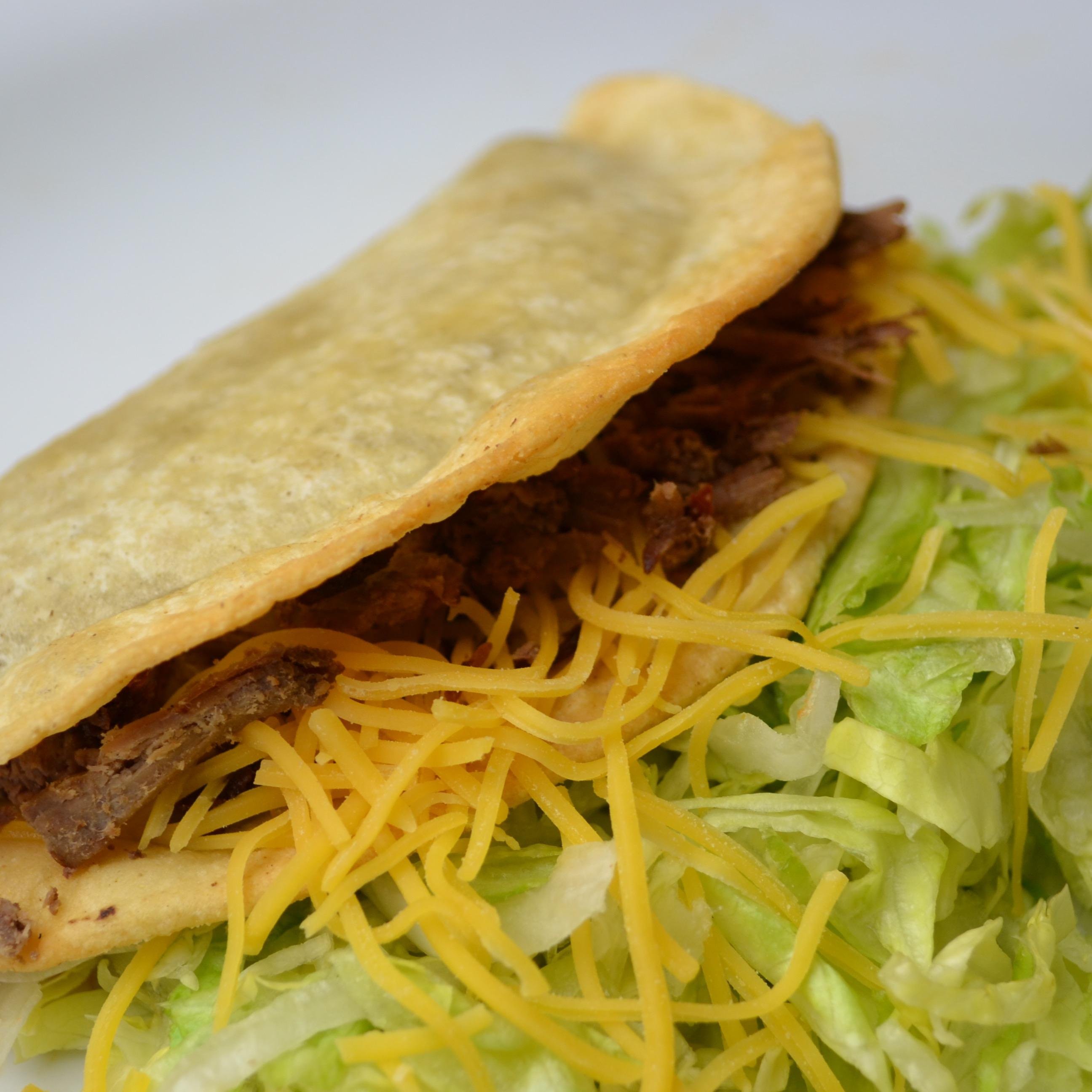 Hard Shell Shredded Beef Taco.