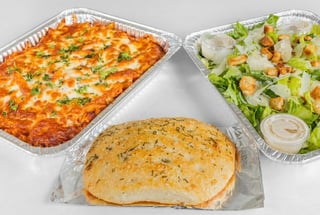 Family Baked Ziti + Focaccia + Family Salad