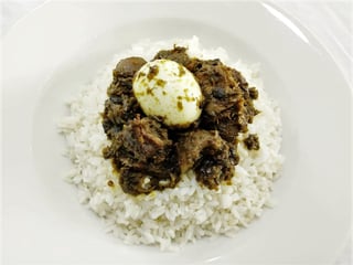 AYAMASE (WHITE RICE, STEW & EGG)
