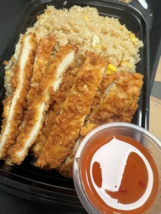Bread Crumbed Fried Chicken with Fried Rice