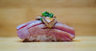 Seared O-Toro Foie Gras sushi