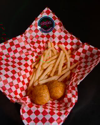 Mac & Cheese Bites w/ Fries and a Drink 