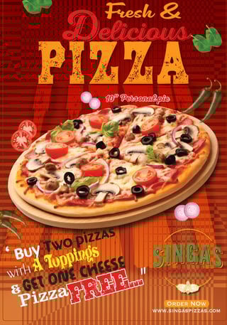 Buy 2 Pizza W/ Toppings get 1 Cheese Pizza Free
