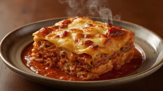 Homemade Meat Lasagna with Fresh Garlic Bread