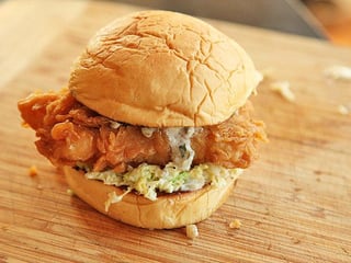 Beer Battered Crispy Salmon Sandwich
