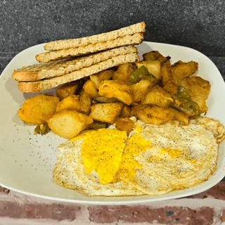 2 EGGS W. HOME FRIES & TOAST 	