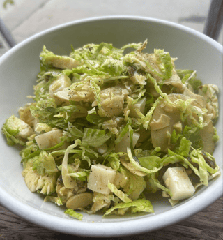 Baby Kale salad w/ Roasted Brussels Sprouts