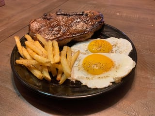 NY STRIP STEAK AND EGGS