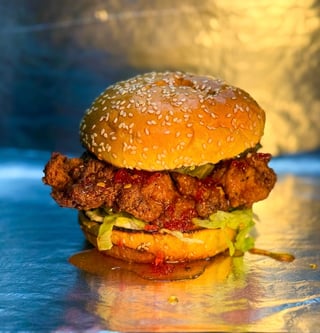 Fried Chicken Shawarma Sando with Shatta Hot Honey