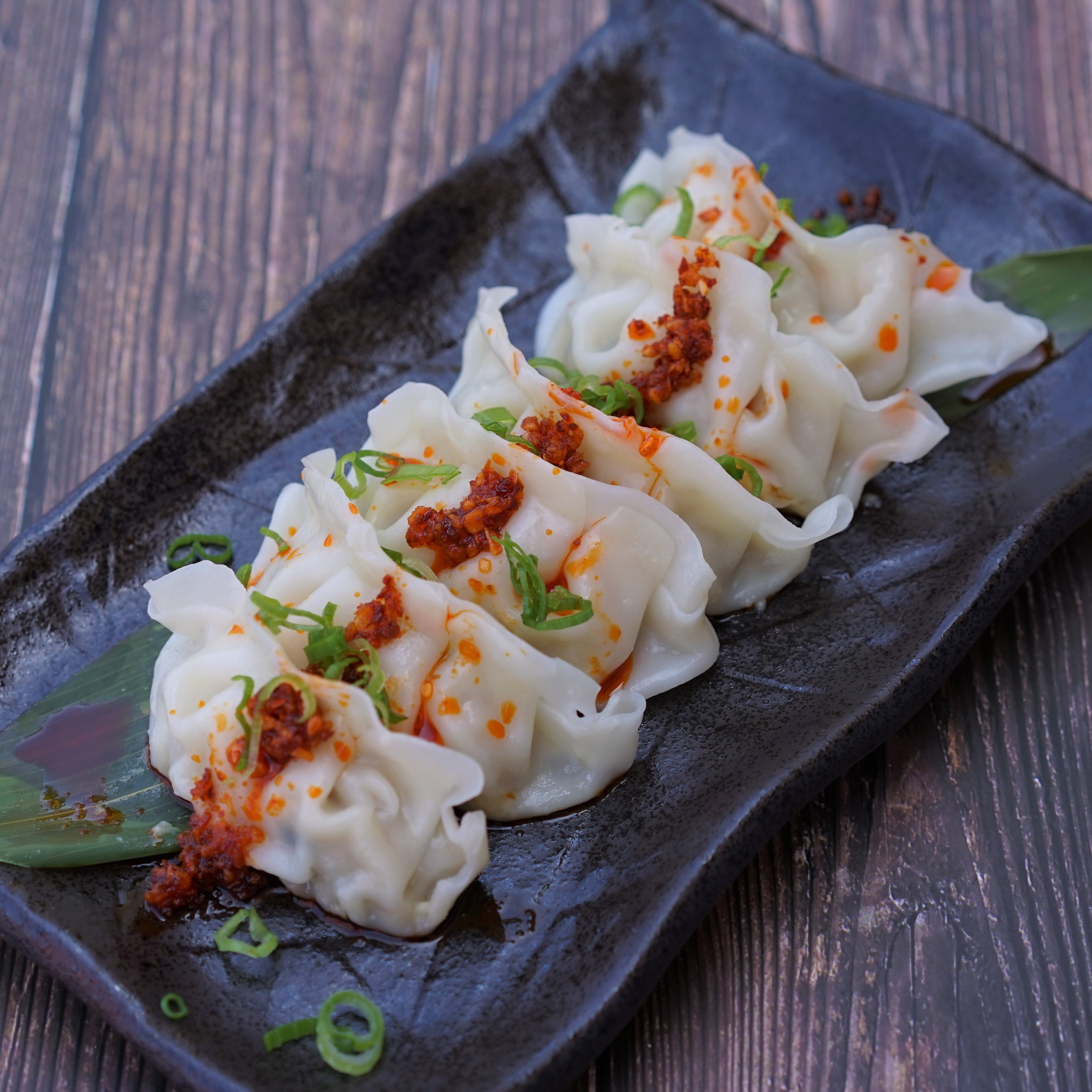 Dumplings with Spicy Garlic Sauce.