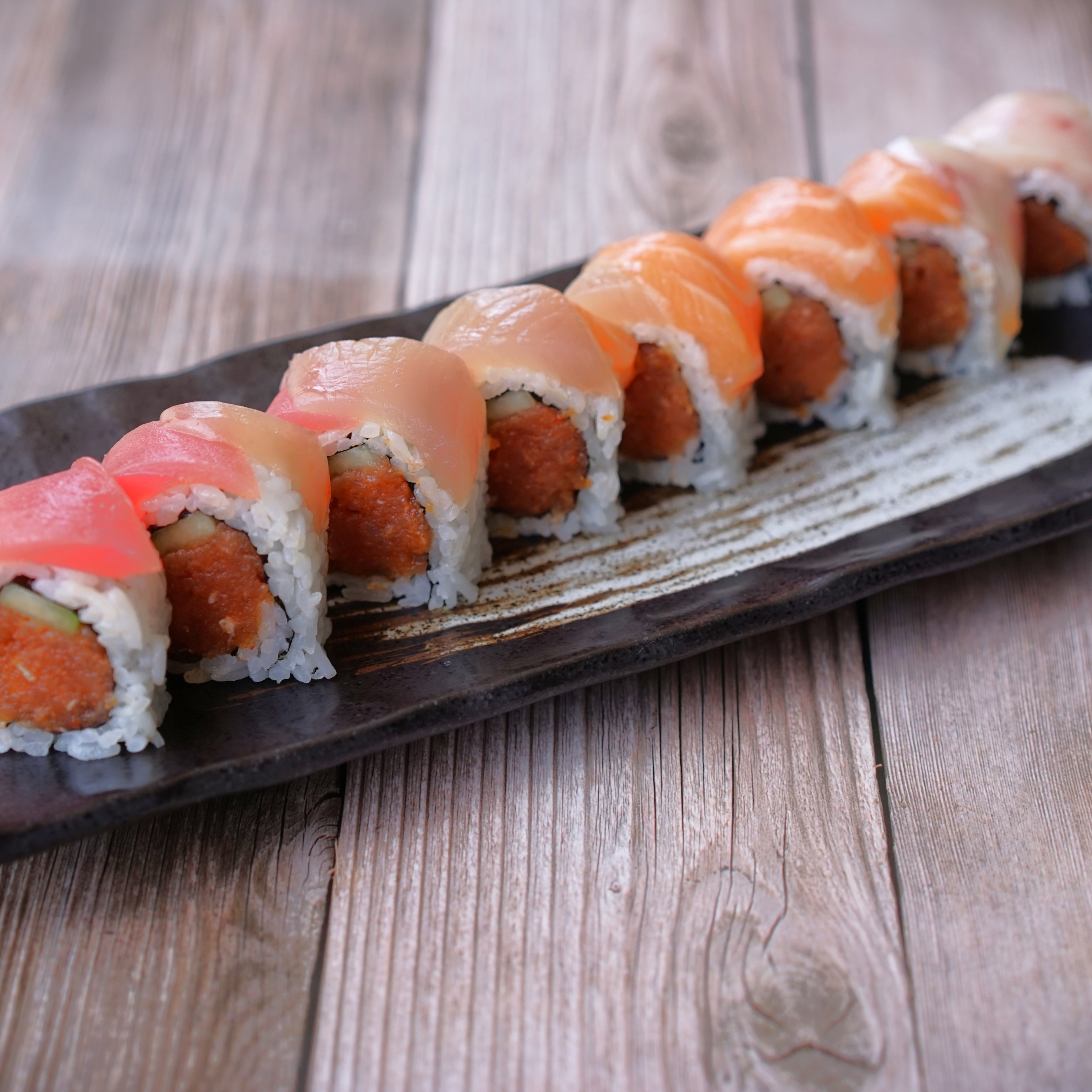 Spicy Rainbow Roll.