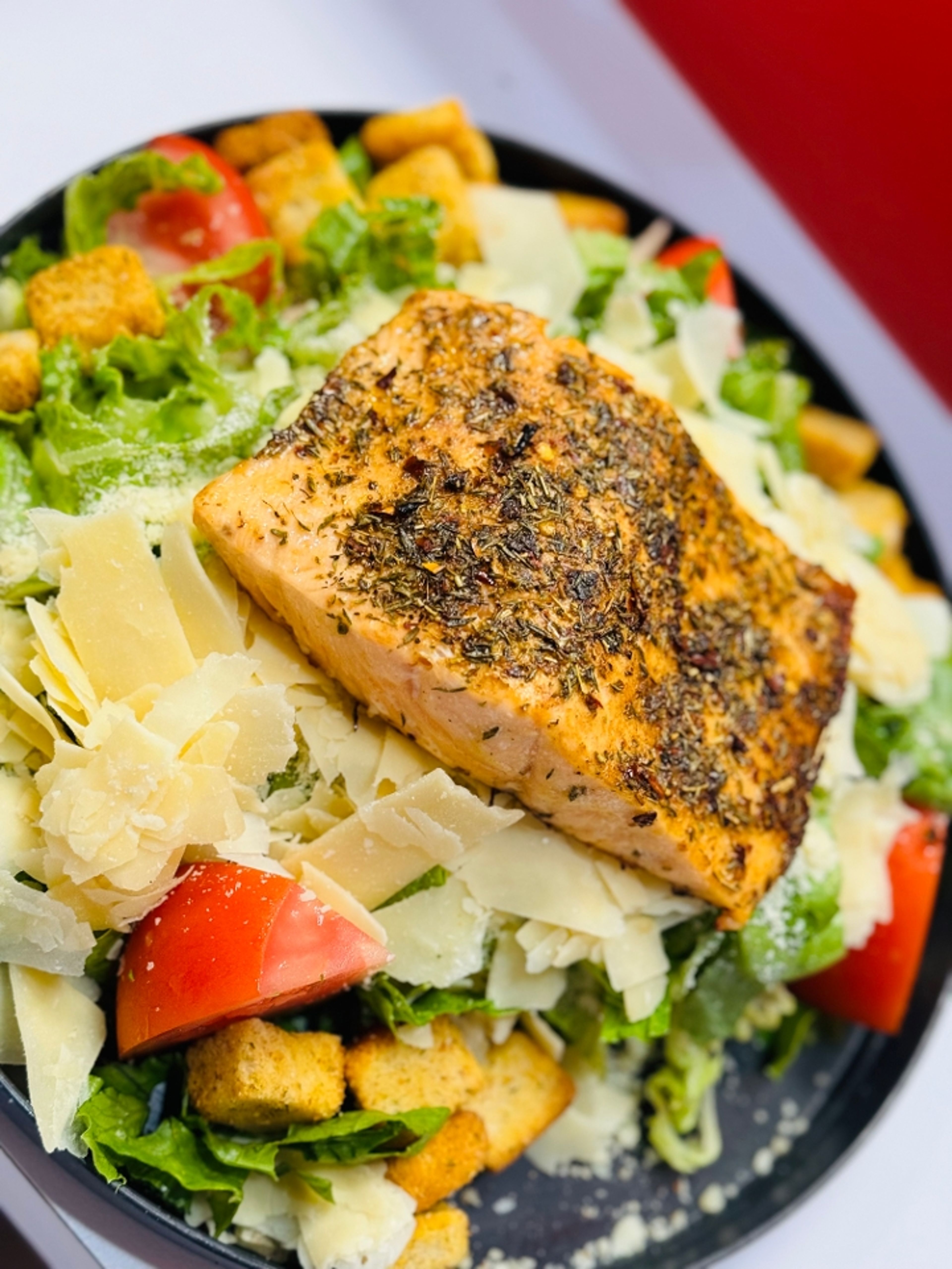 Grilled Salmon Ceasar Salad.
