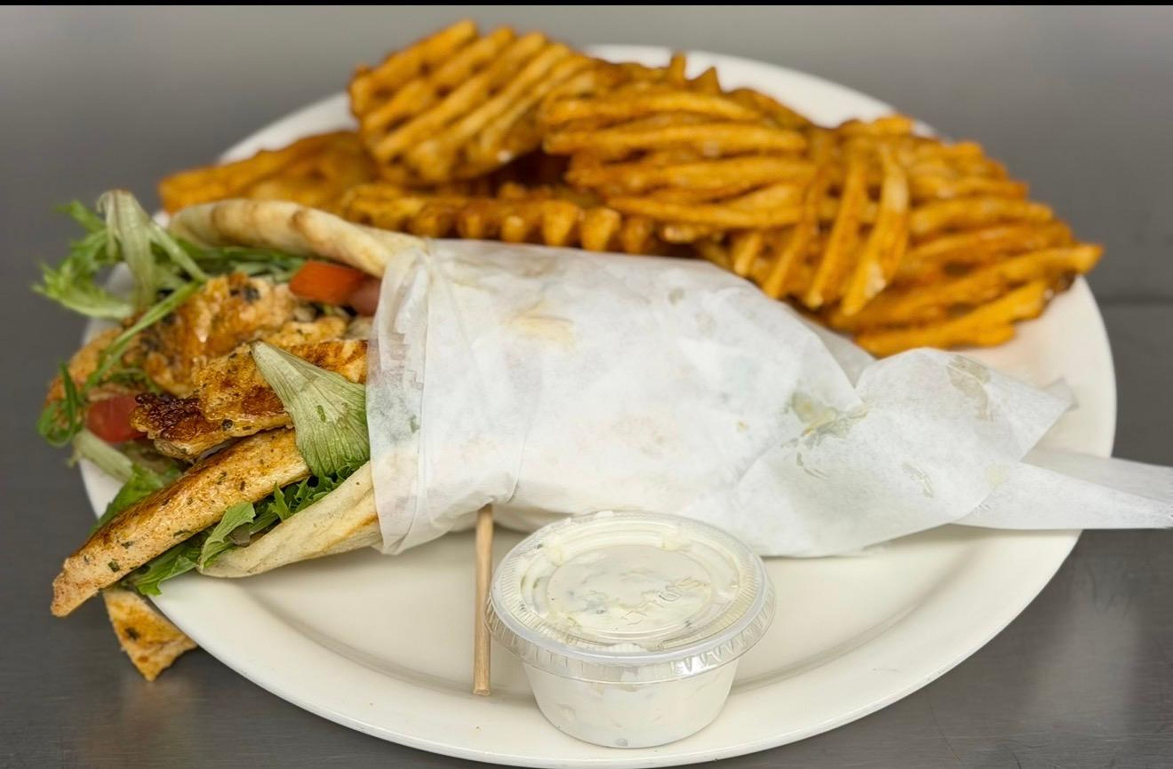 Chicken Gyro Pita Deluxe.