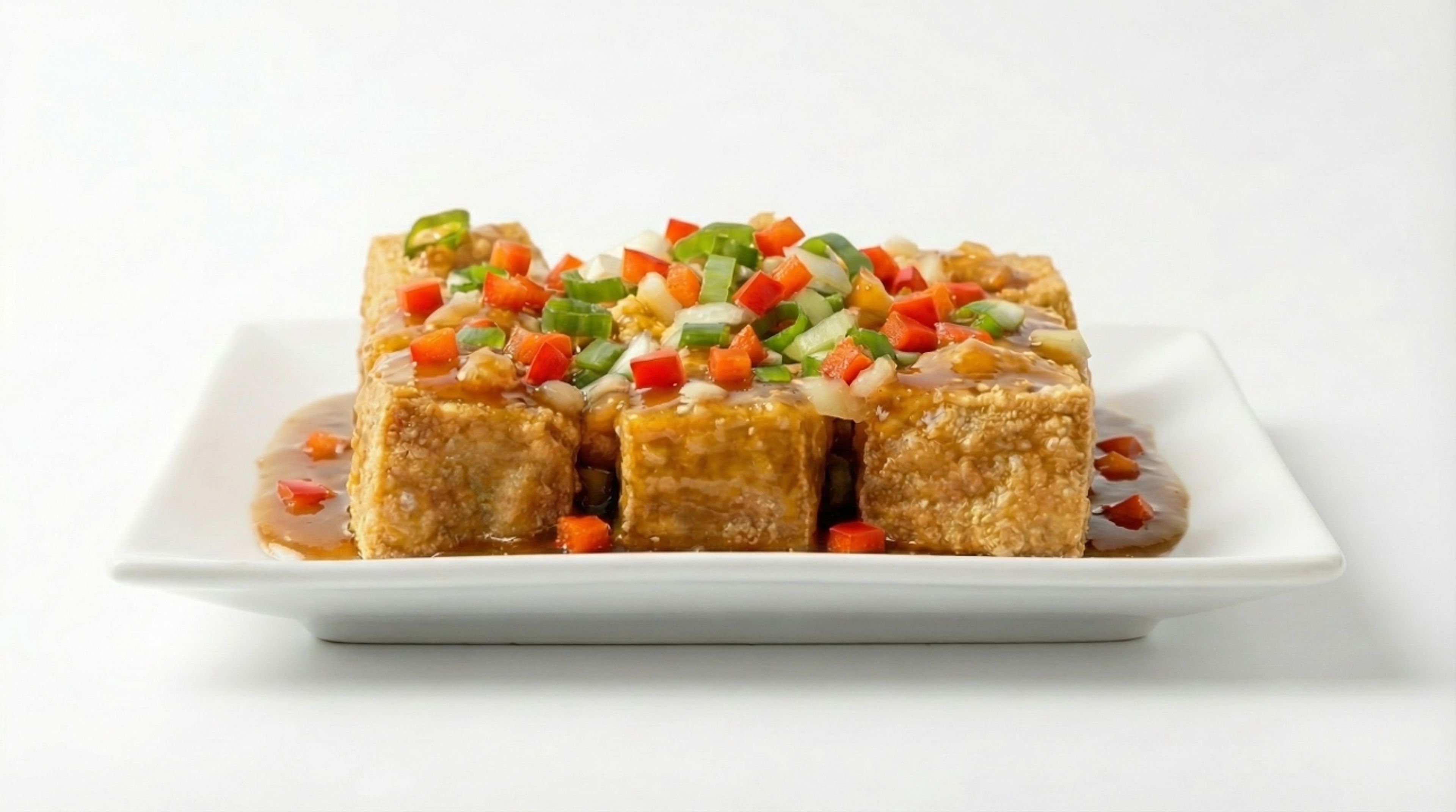 Fried Tofu with Chopped Shrimp.