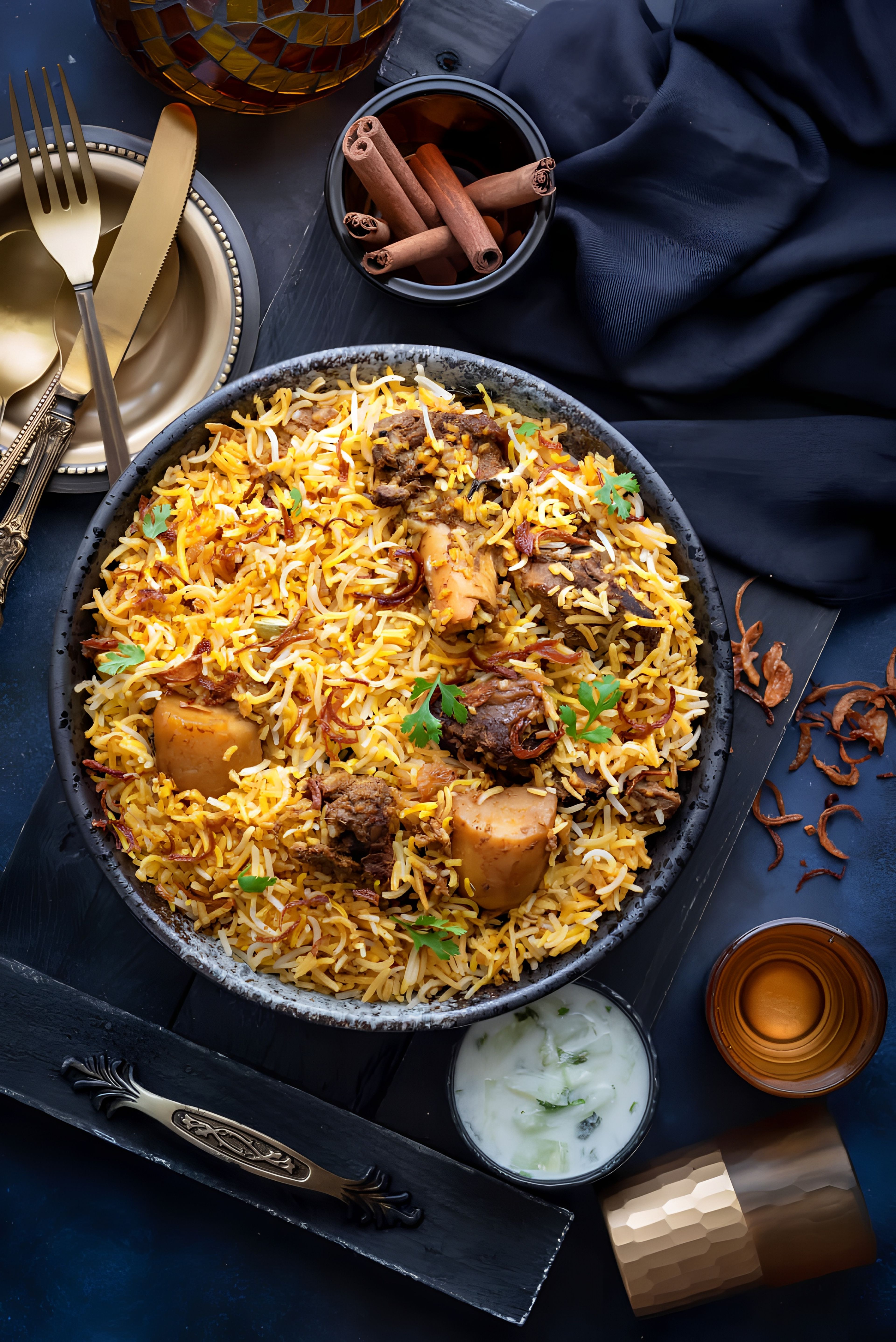 Goat Ghee Roast Biryani.