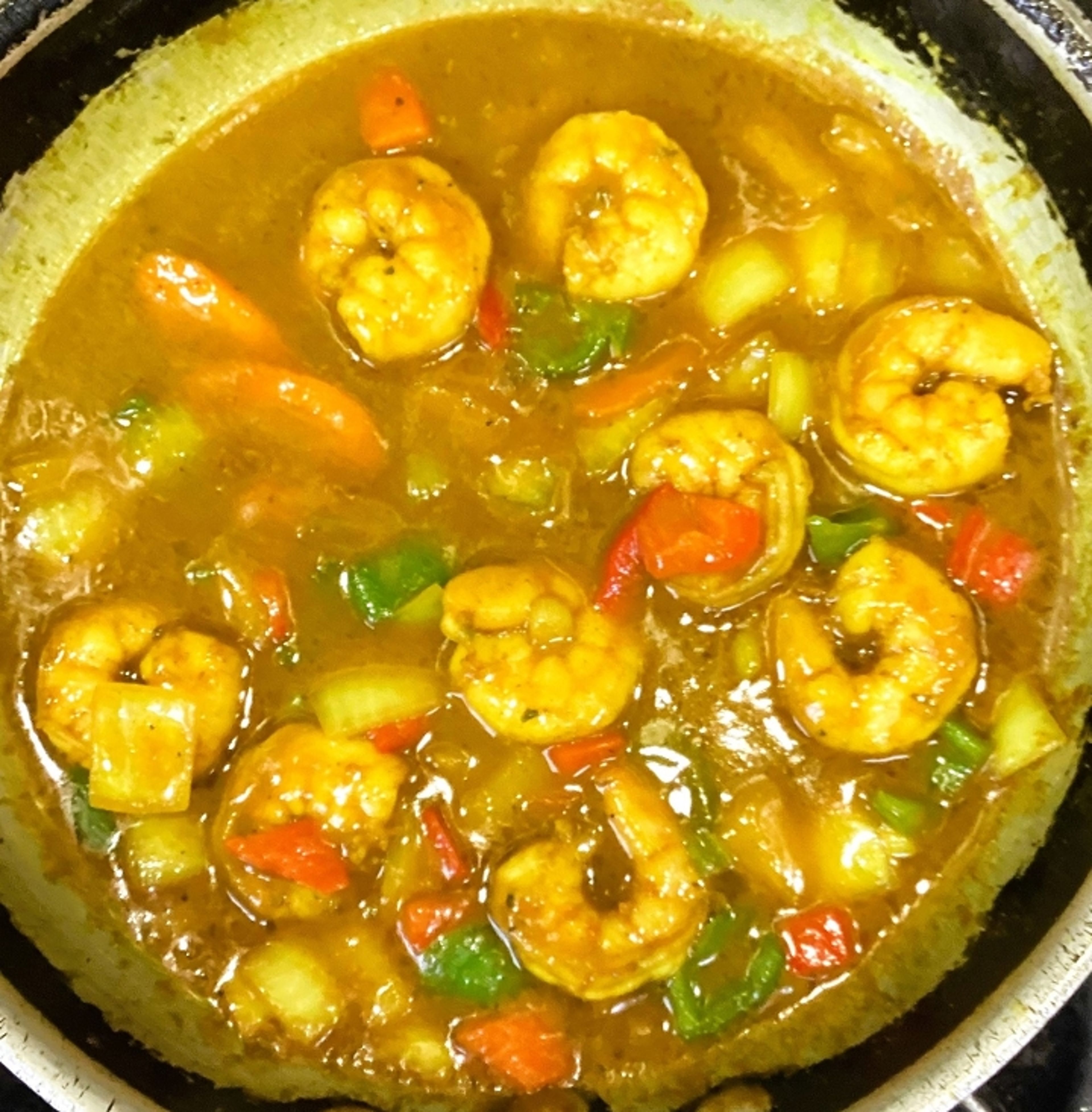 Curried shrimp med.