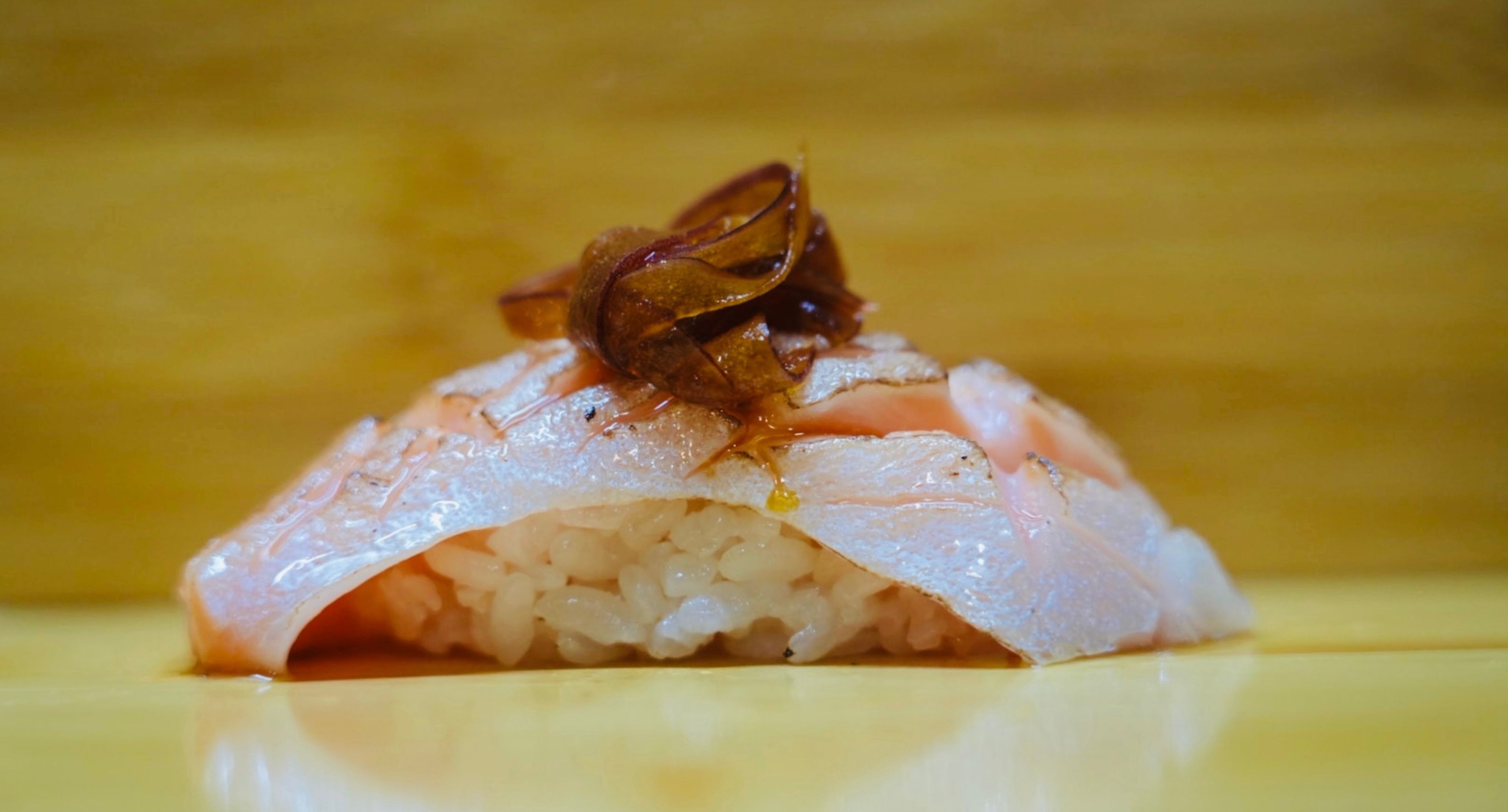 Seared King salmon Carppaccio Sushi.