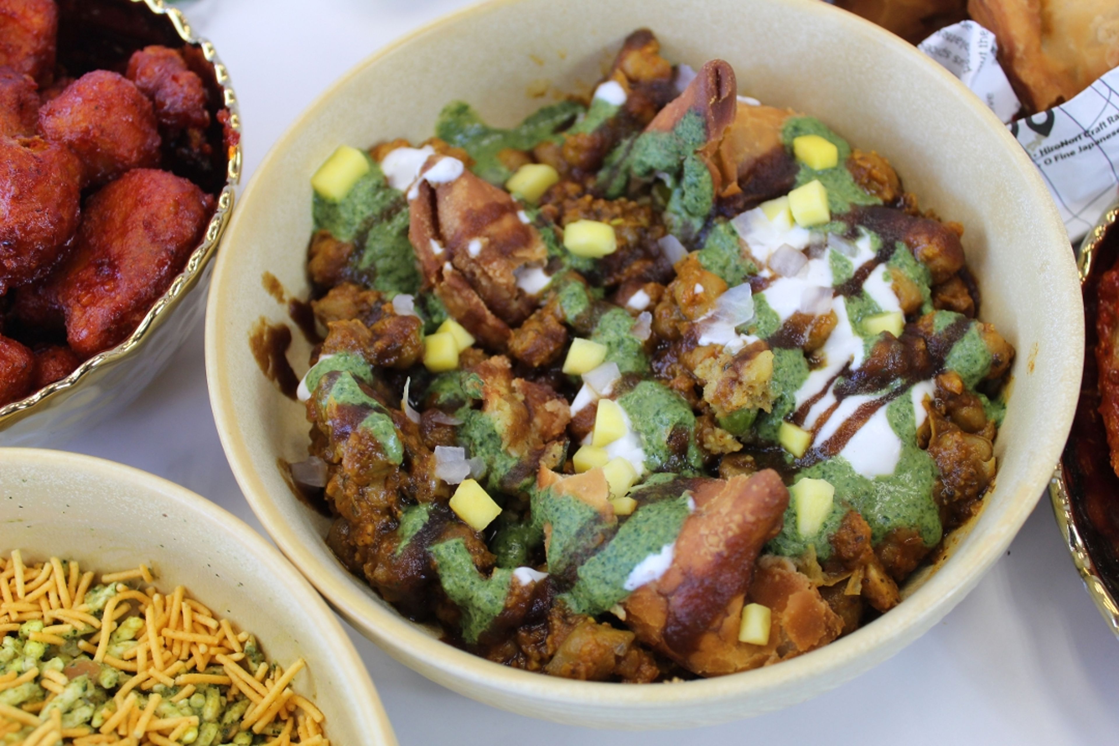 Chole Samosa Chat (Vegetarian).