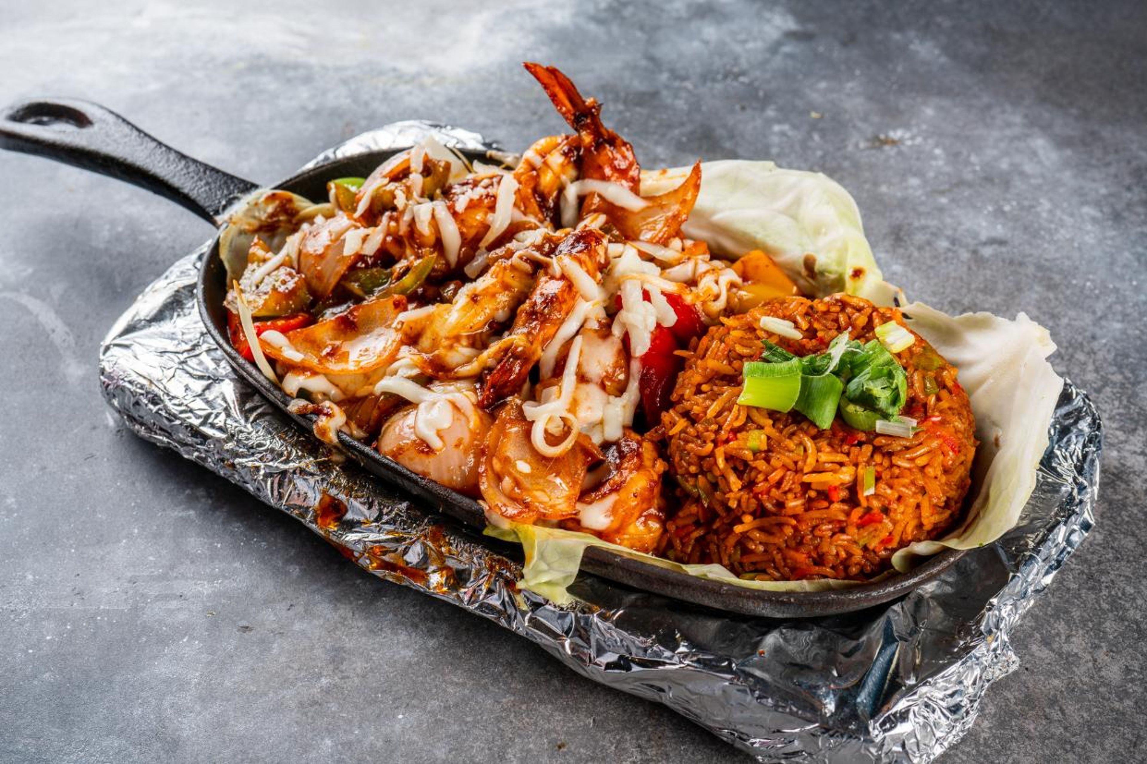 Fajita rice bowl shrimp.
