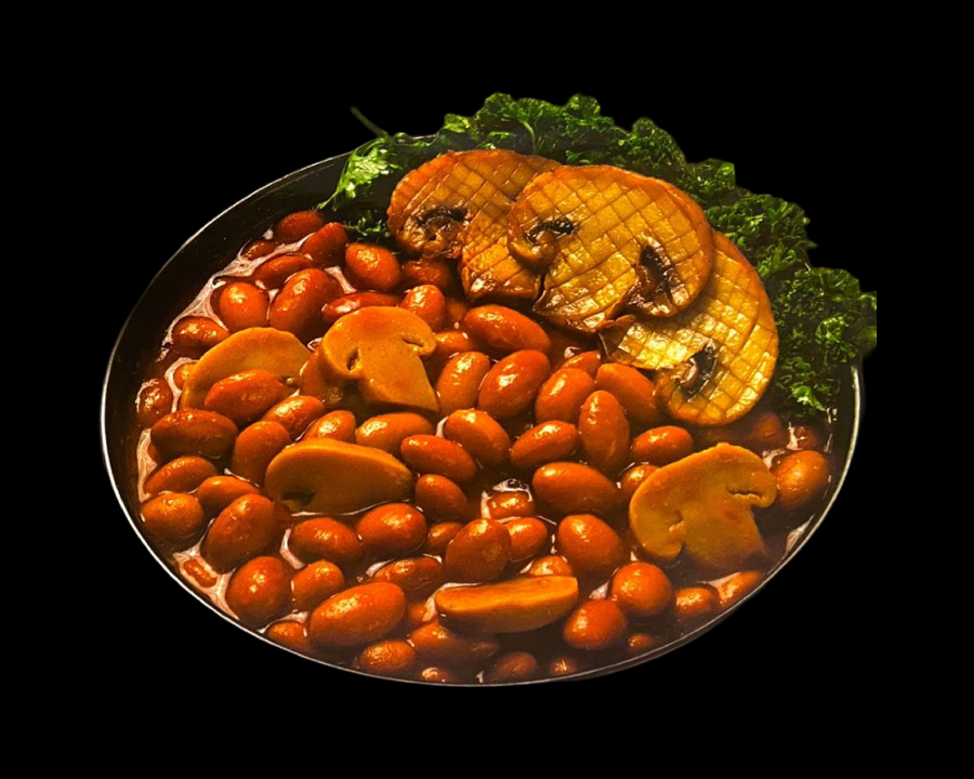 Pinto Beans with Mushroom (V, VG) خوراک لوبیا باقارچ.