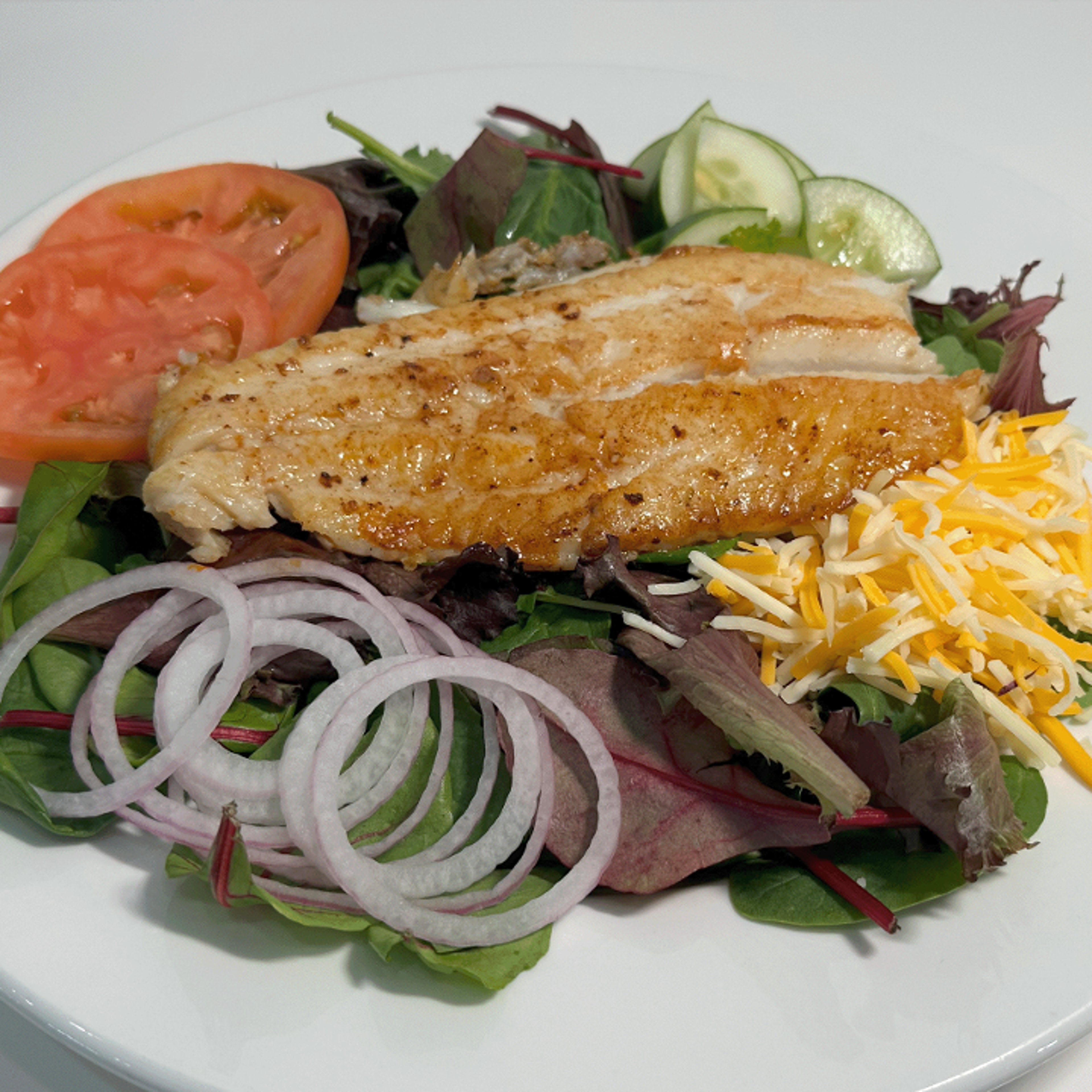 MIXED GREENS W/ GROUPER.