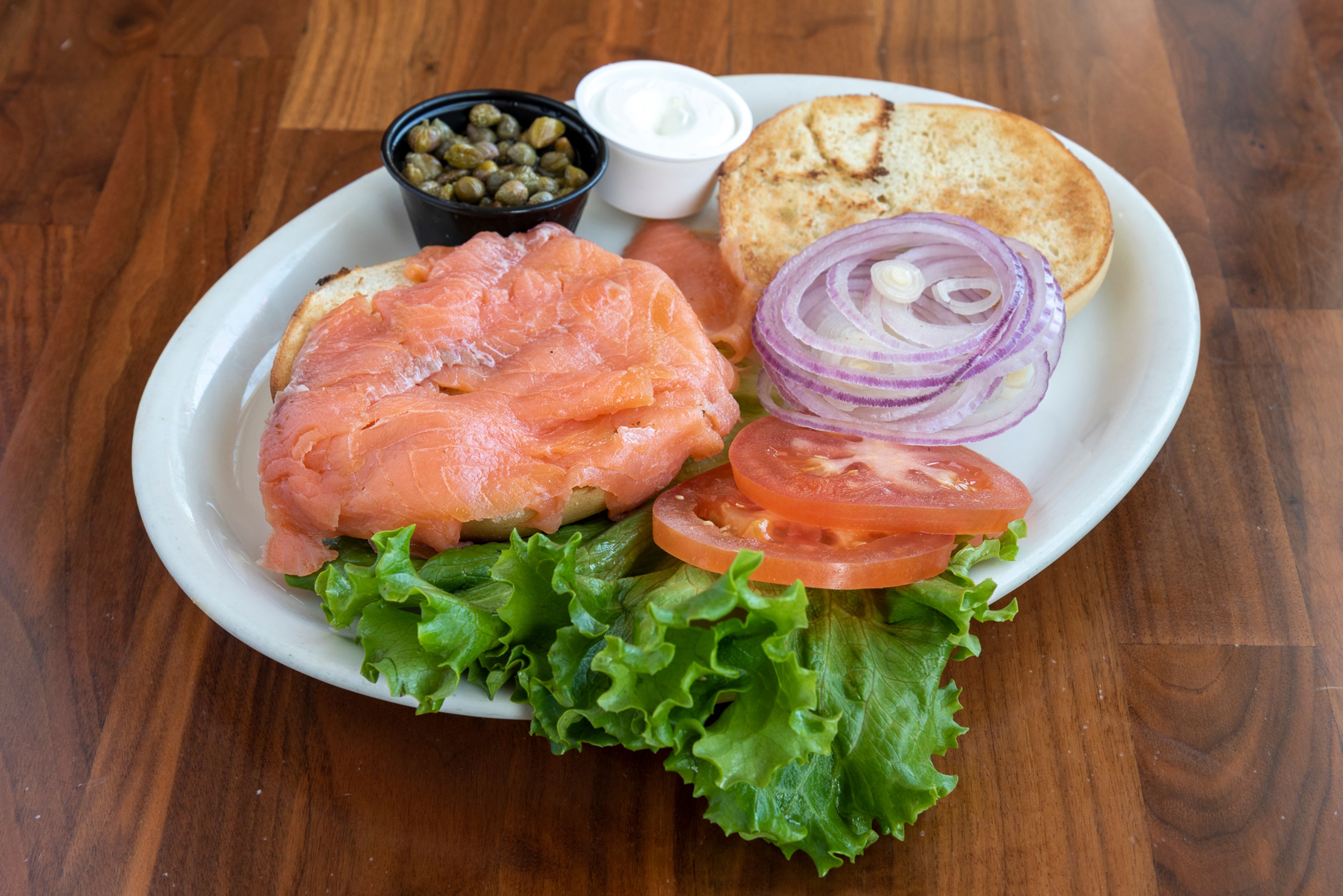 Smoked Salmon & Bagel Plate.