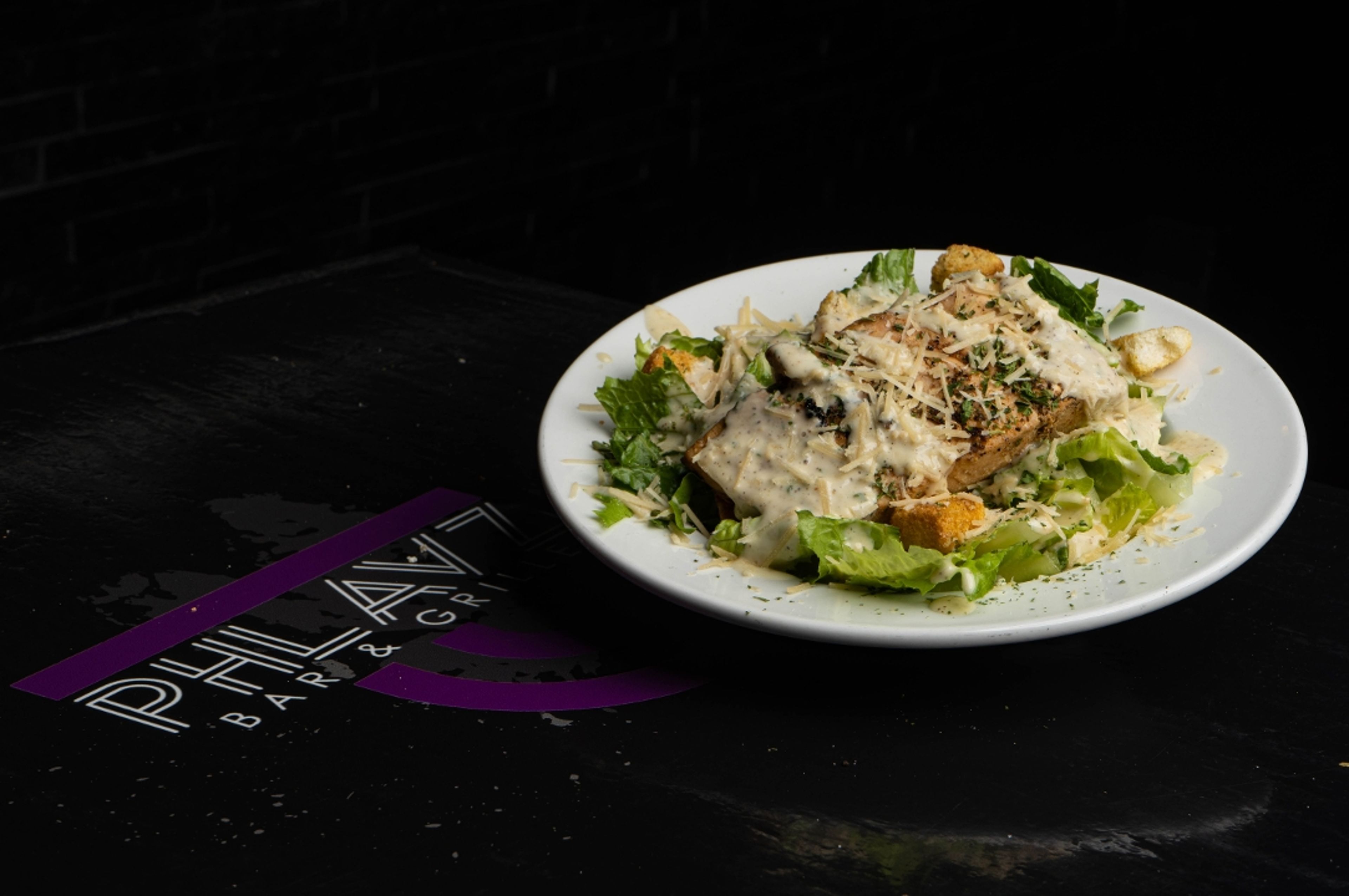 Salmon Caesar Salad.