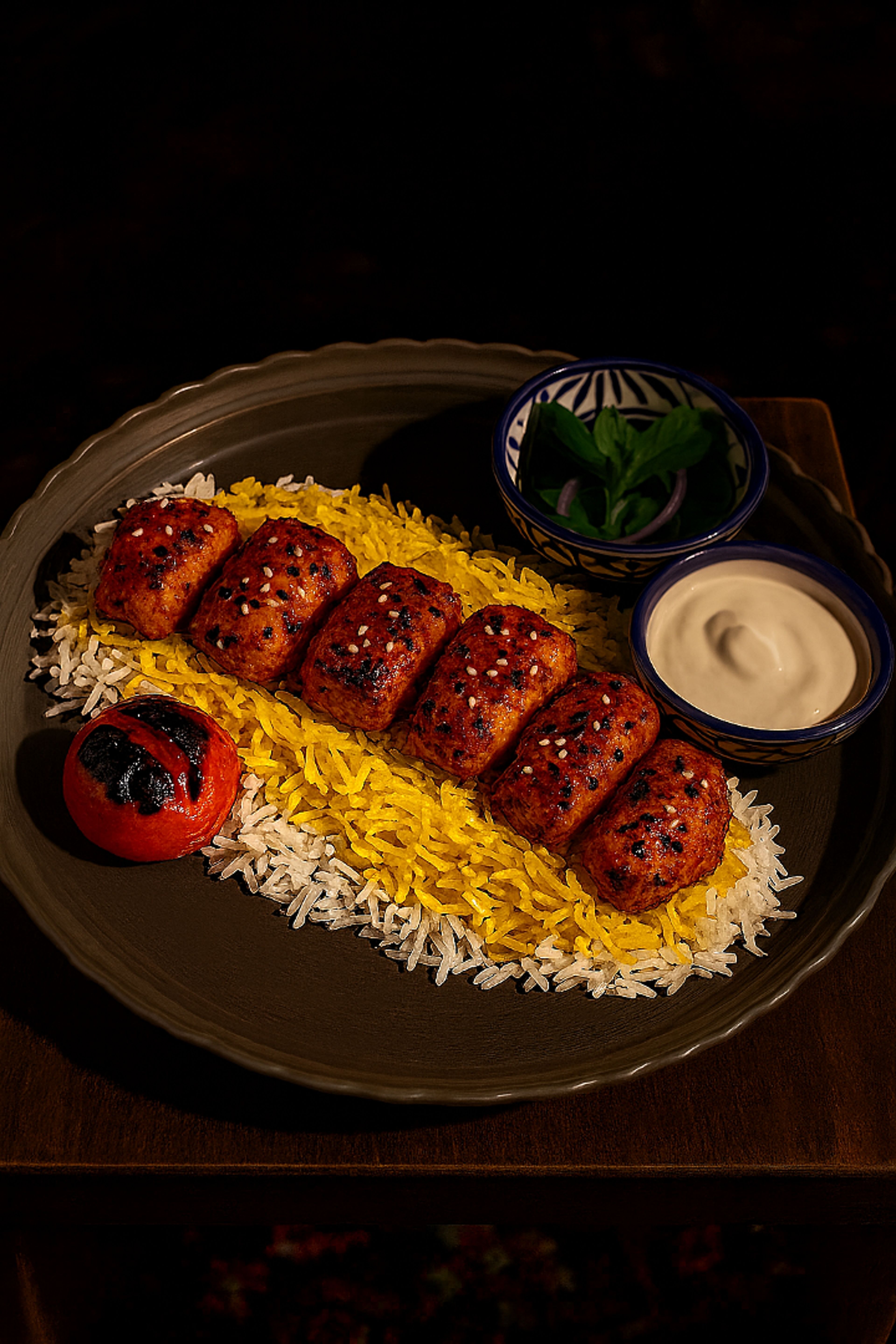 Spicy Chicken Kabob (کباب مرغ تند).