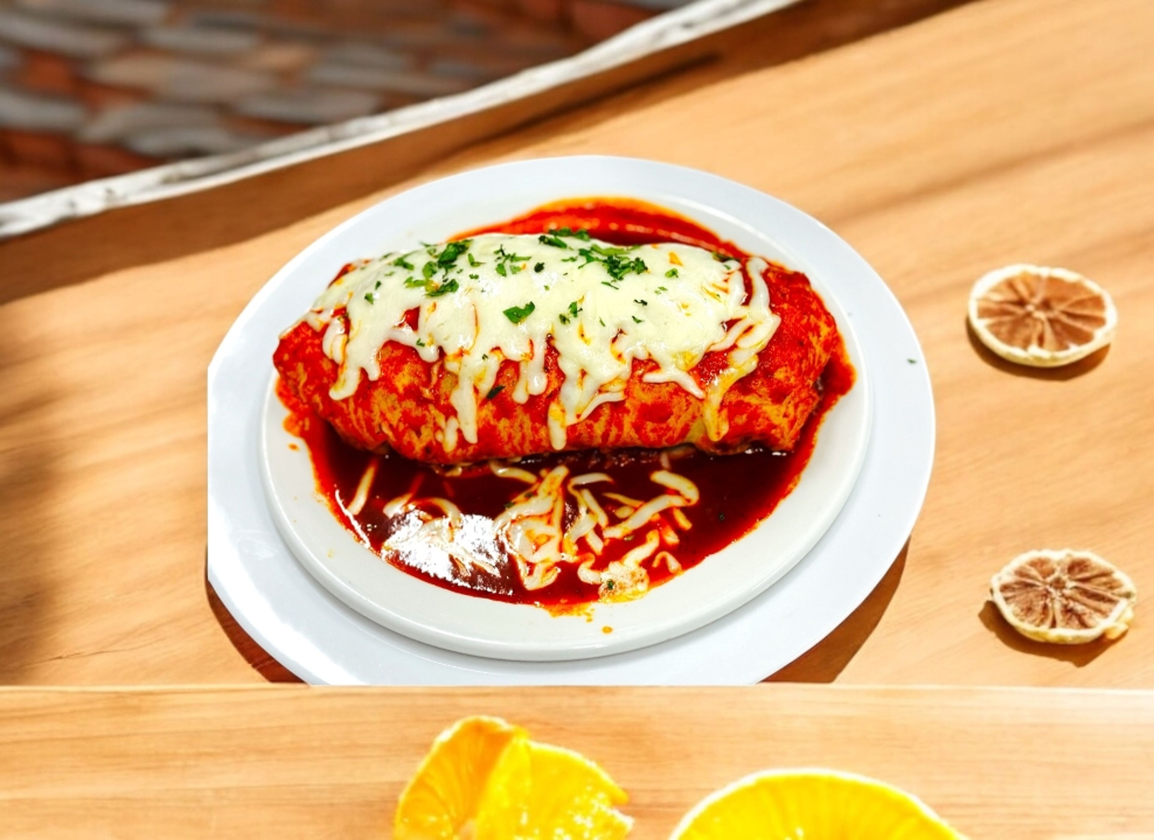 Wet carnitas burrito.