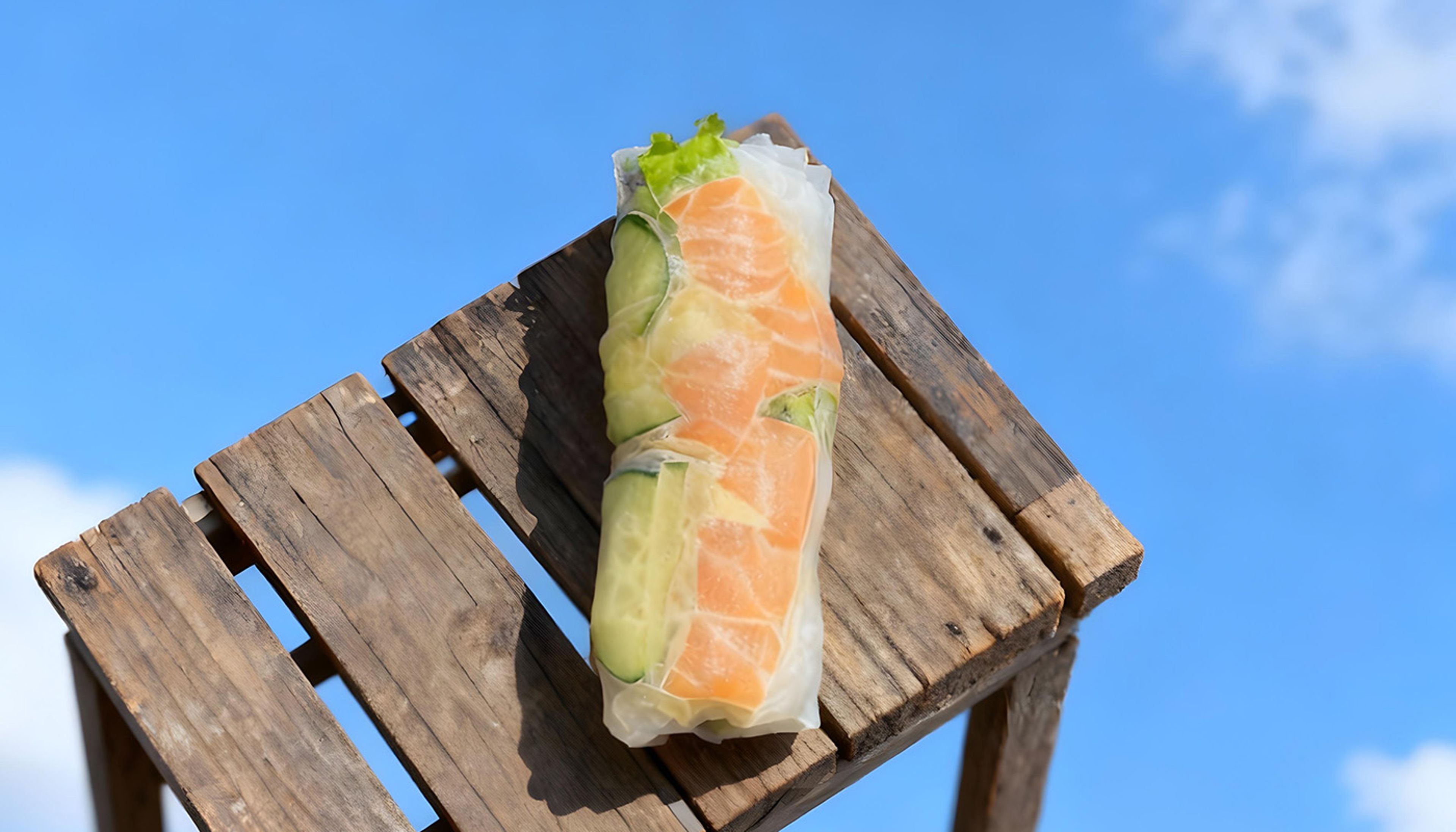 Miso Salmon Rice Paper Roll.