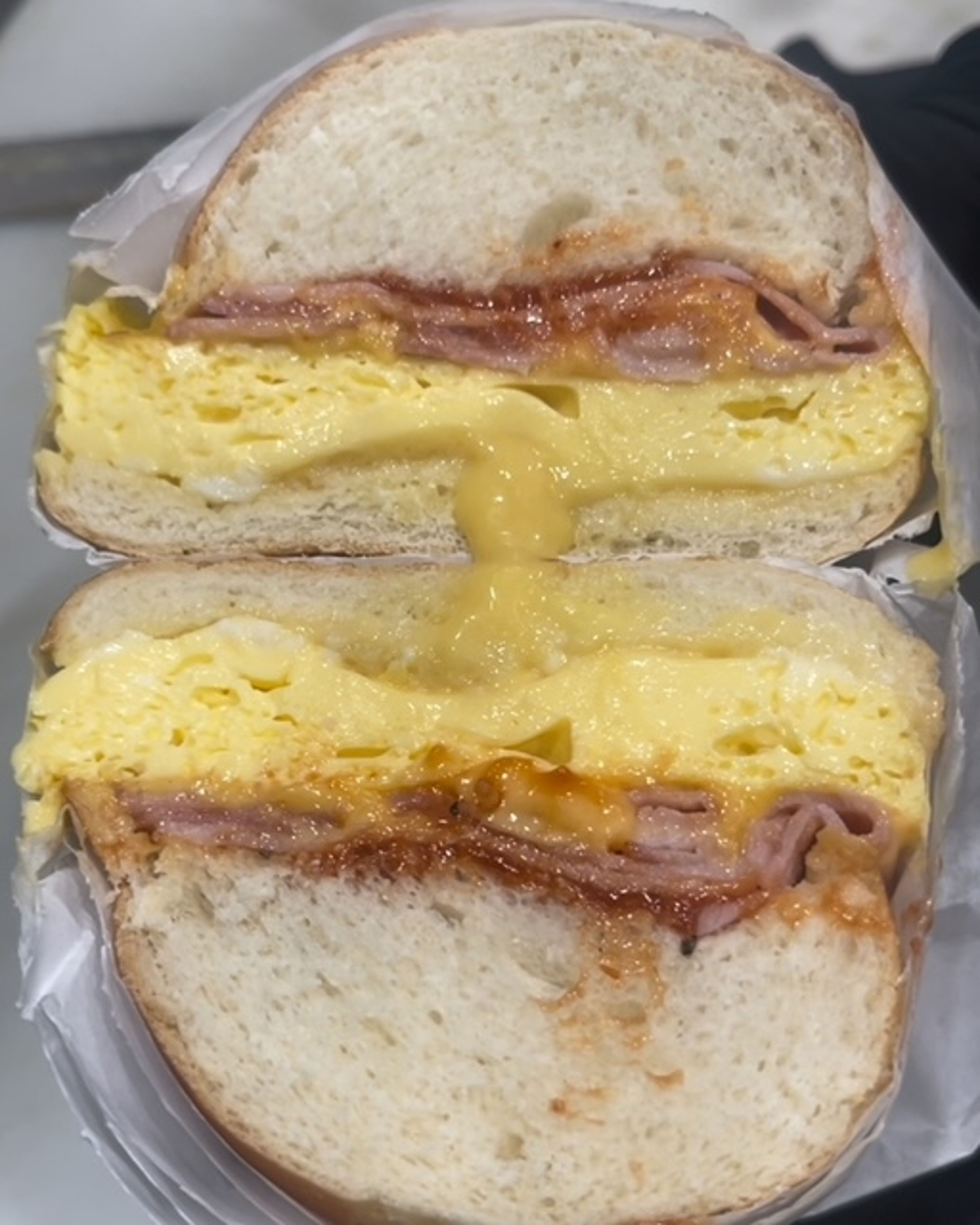 Ham Egg & Cheese Sandwich.