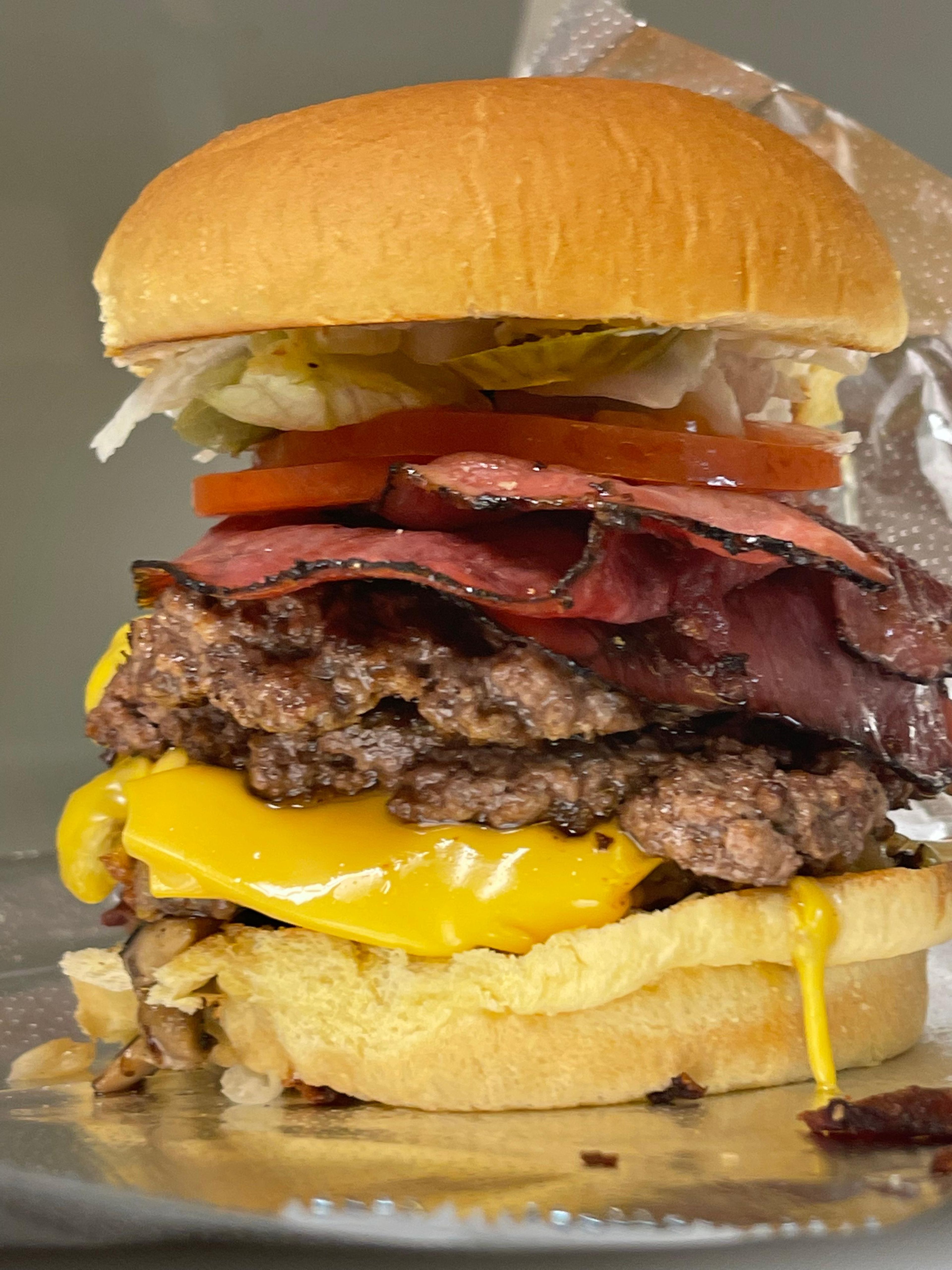Pastrami Cheeseburger.