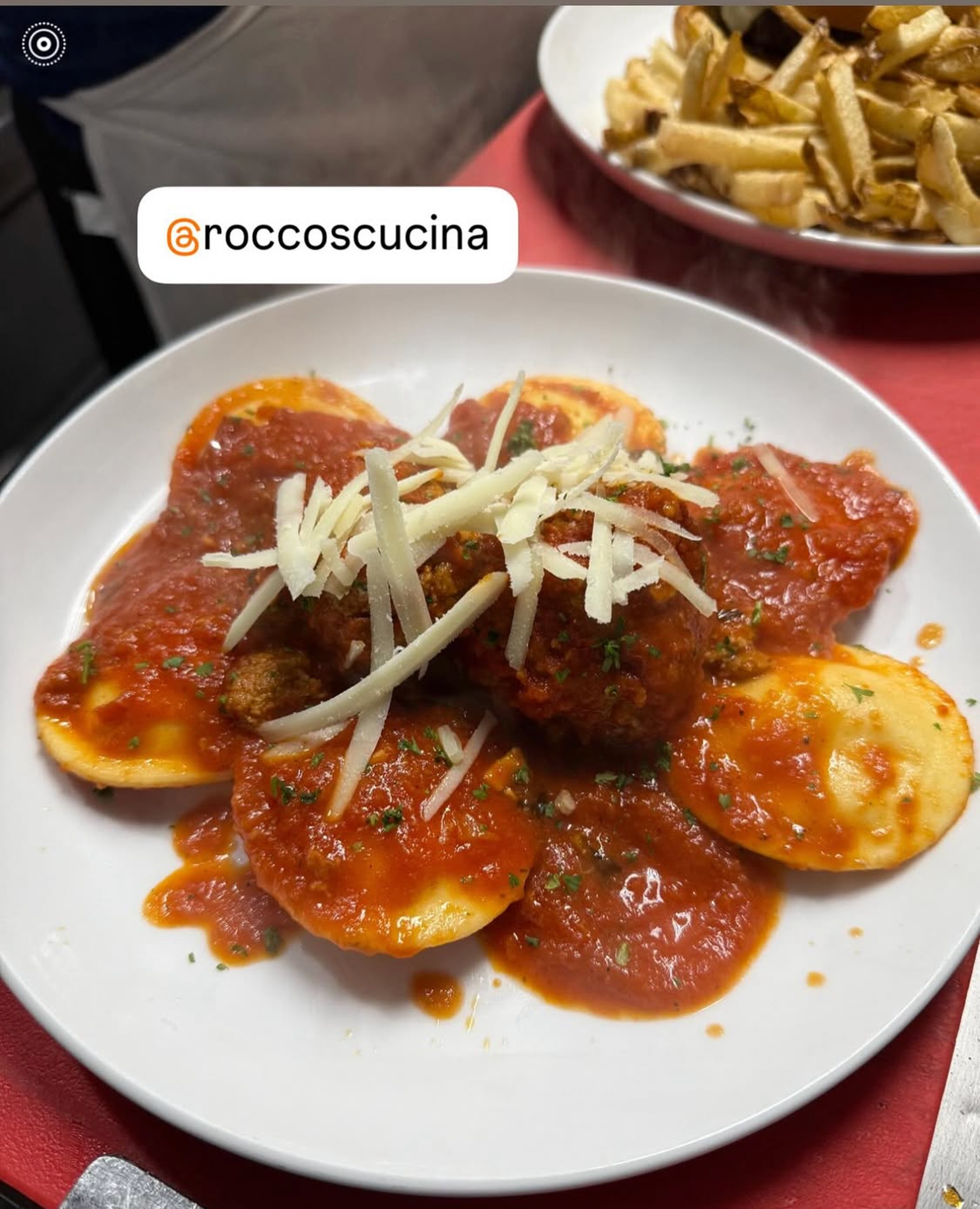 Ravioli with Meatballs.