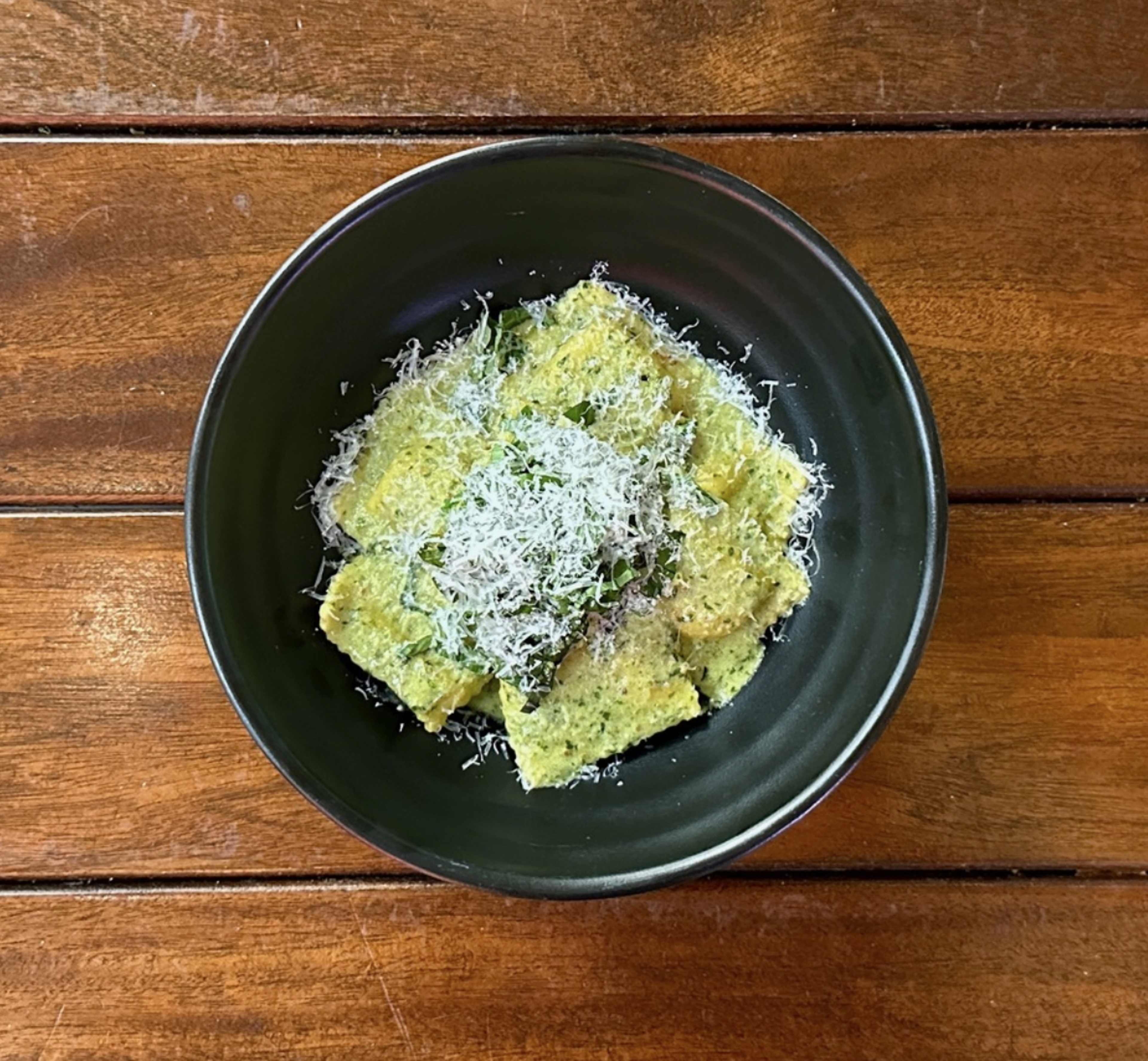 Creamy Pesto Ravioli.