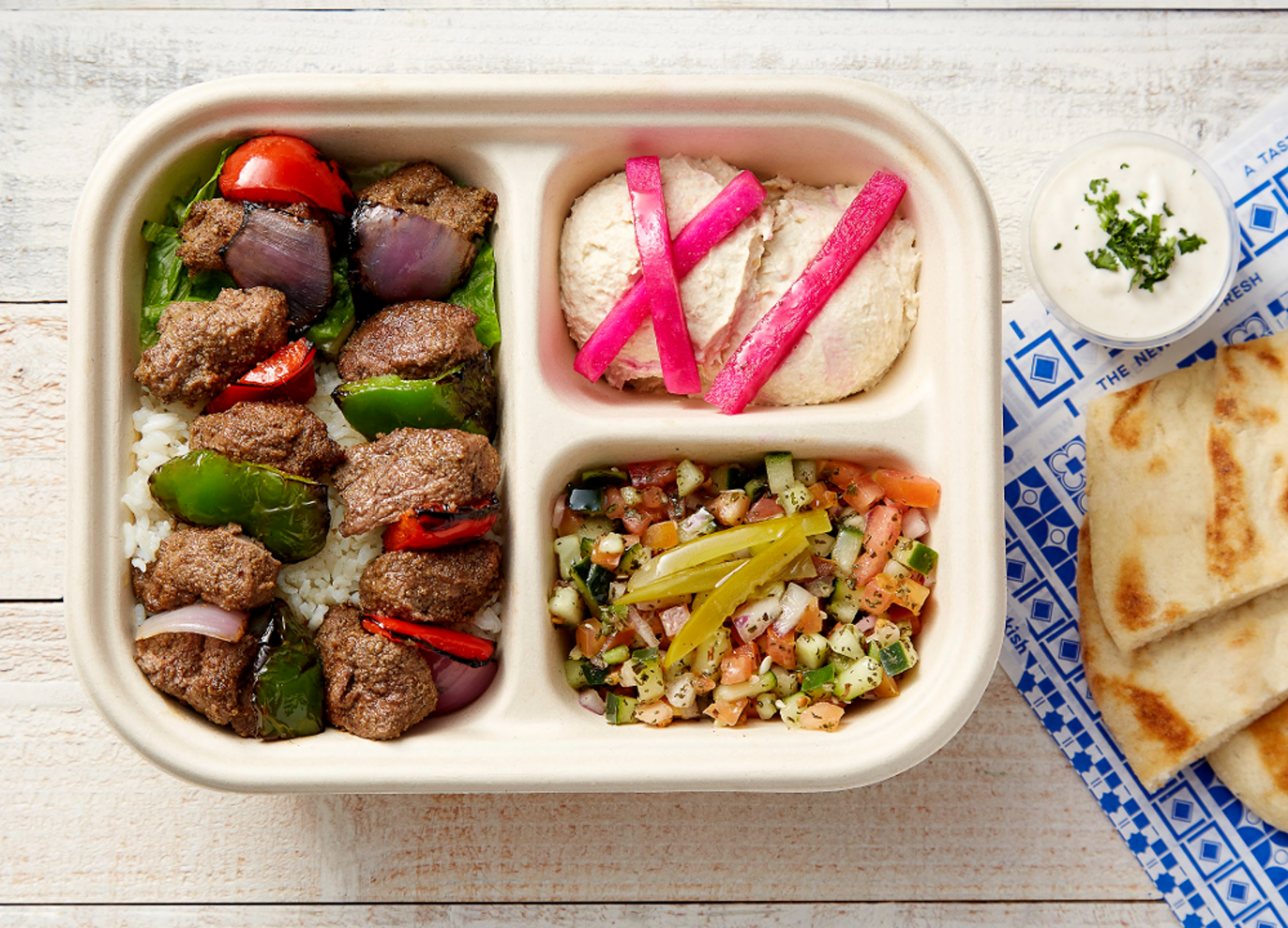 Lamb Kebab Plate Boxed Lunch.