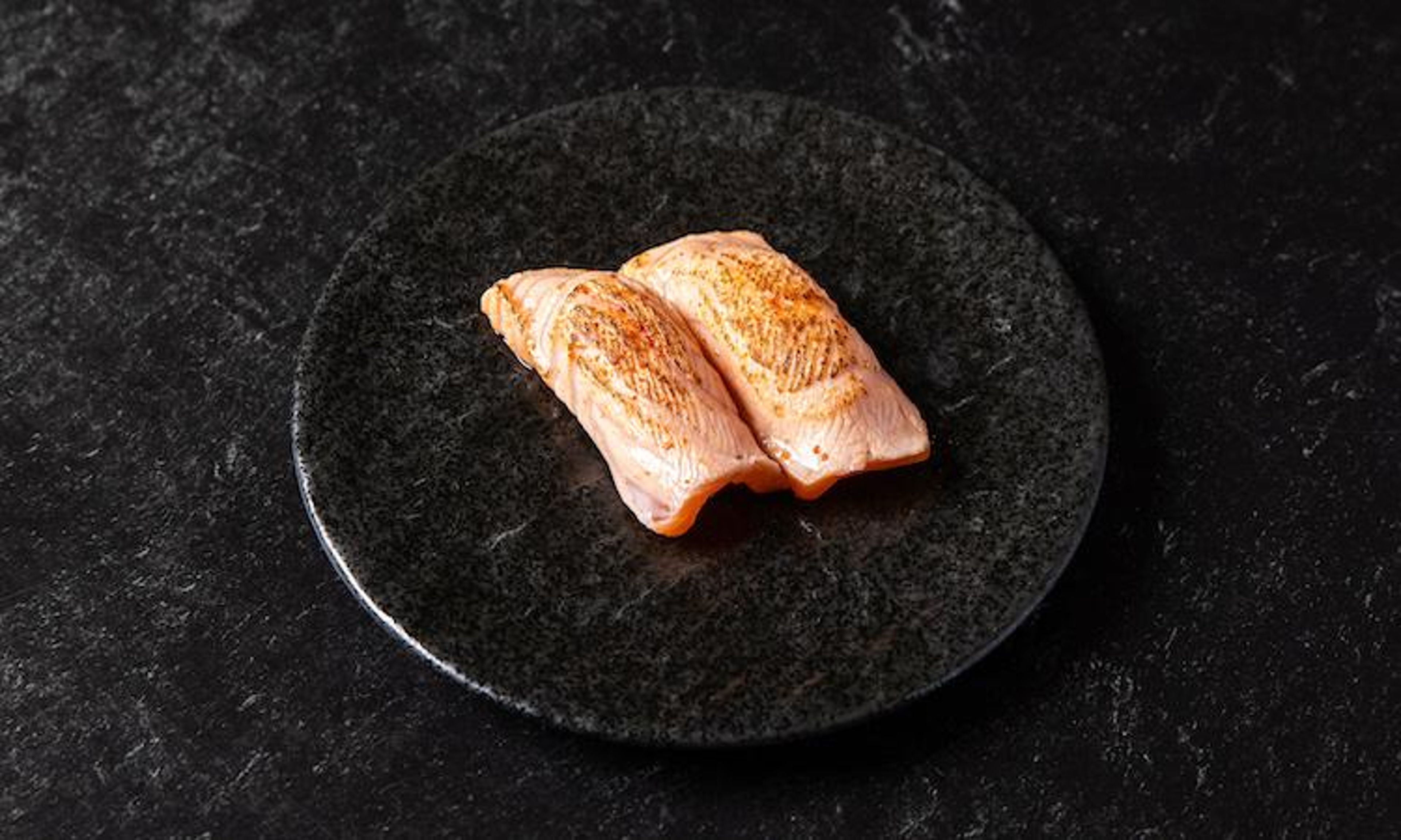 Seared Salmon with Truffle Oil Sushi.