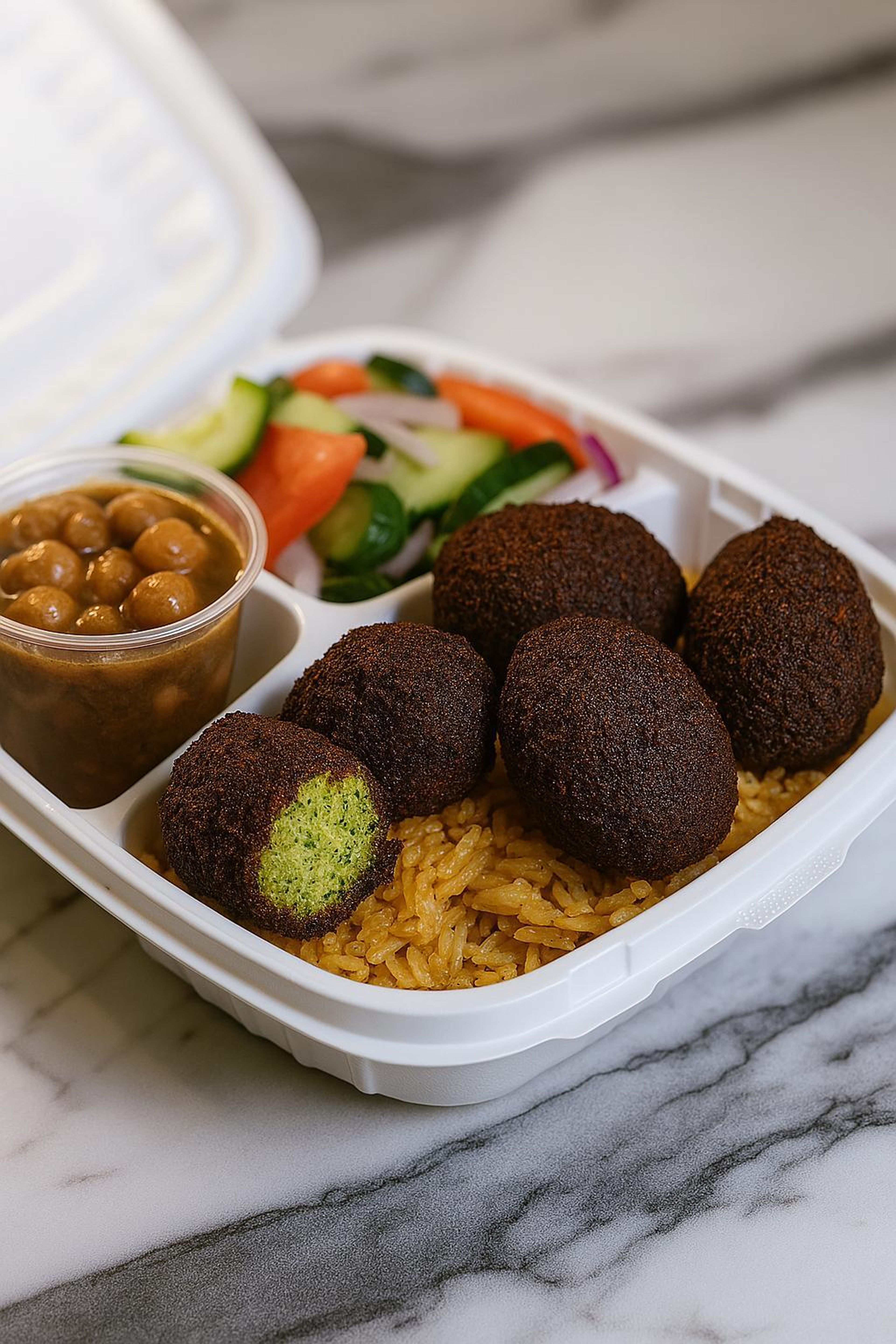 Falafel with Rice & Salad.