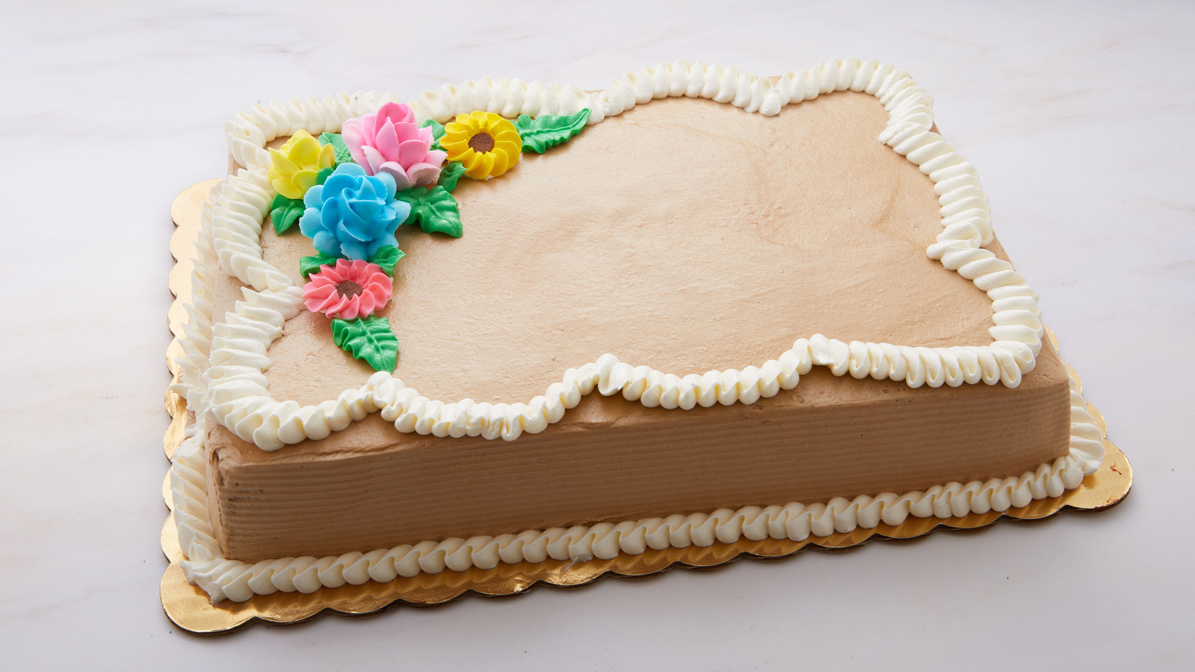 Mocha Greeting Cake 1/4 sheet.