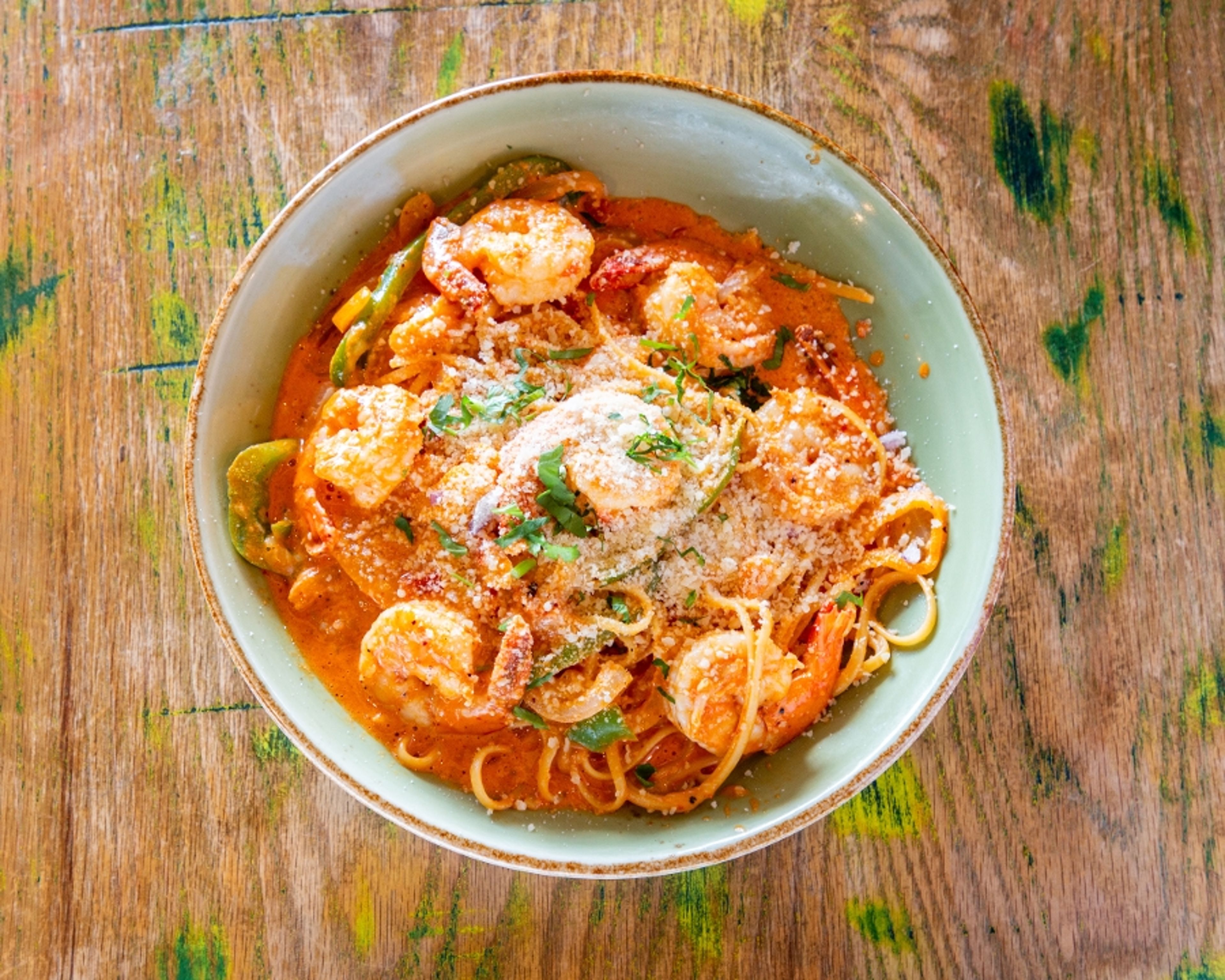 Pasta con Camarones.